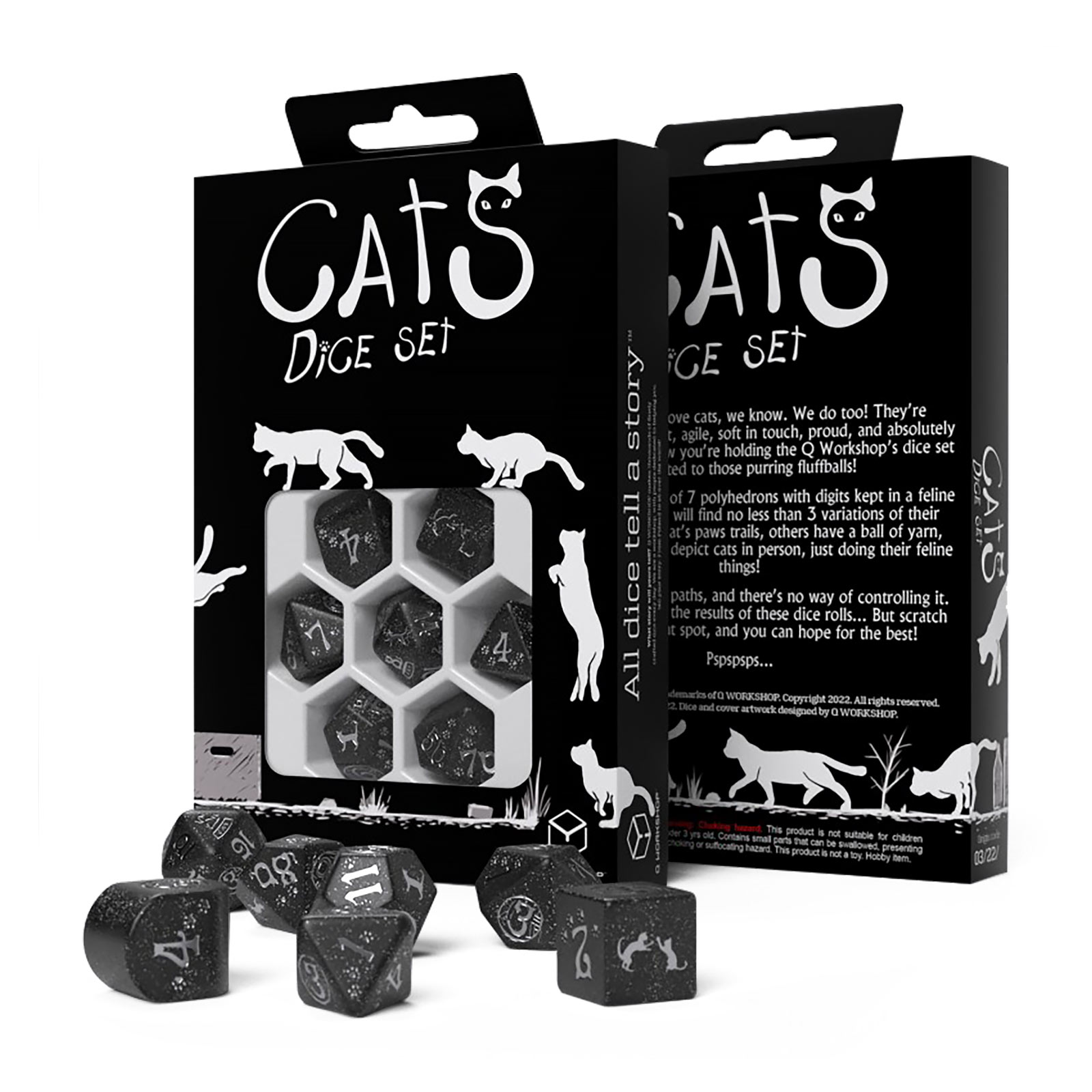 Set di Dadi RPG Moderno Cats Waffle 7 pezzi