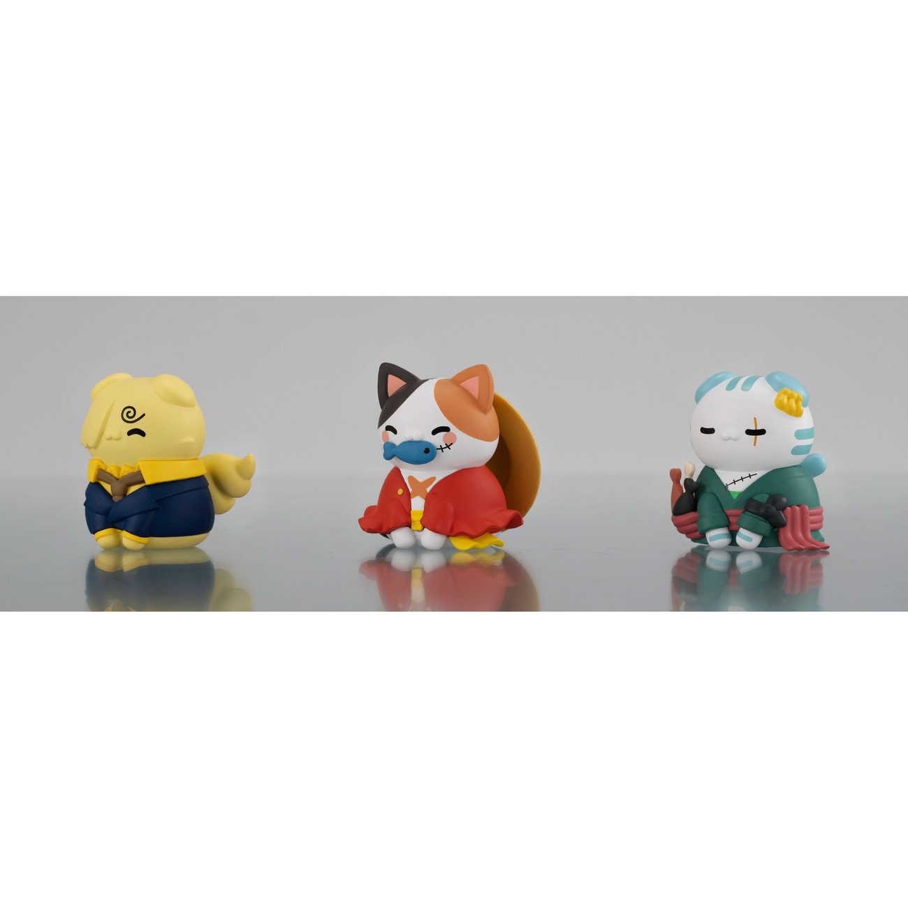 One Piece Mega Cat Project figurki kolekcjonerskie zestaw 3 szt. Nyan Piece Nyan! Happy Trio 2024 Limited Ver. 3 cm