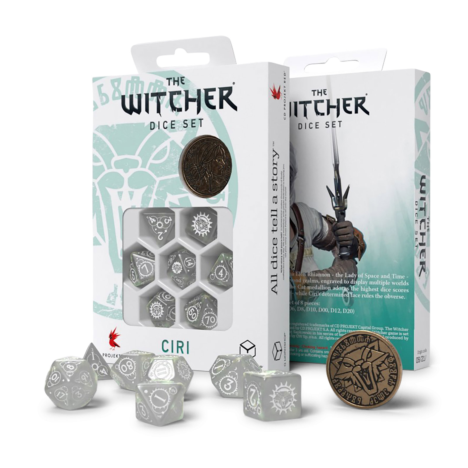 Witcher - Ciri Lady of Space & Time RPG Dice Set 7pcs with Collector's Coin