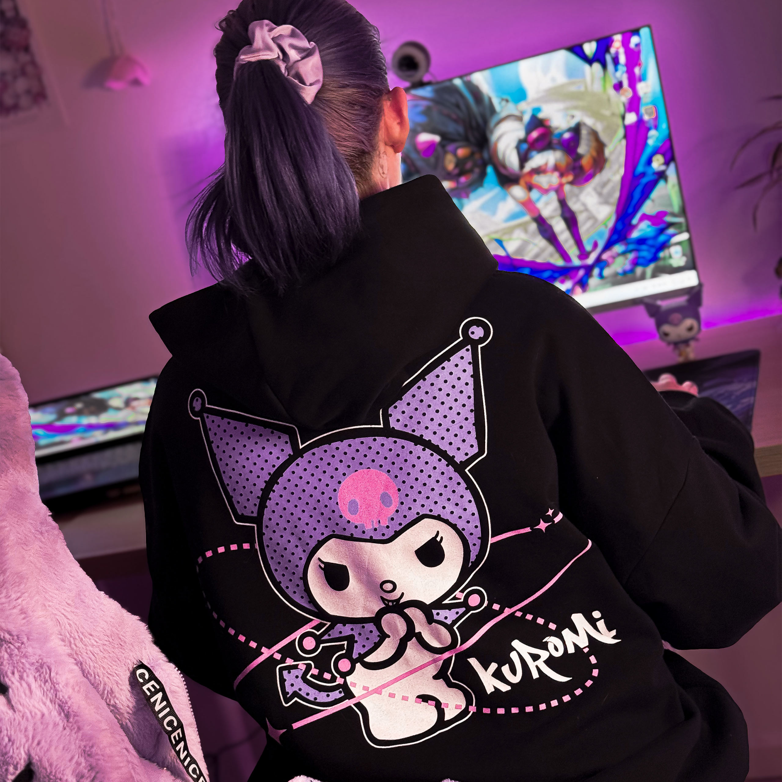 Sanrio - Kuromi Hello Kitty y Amigos Sudadera con capucha