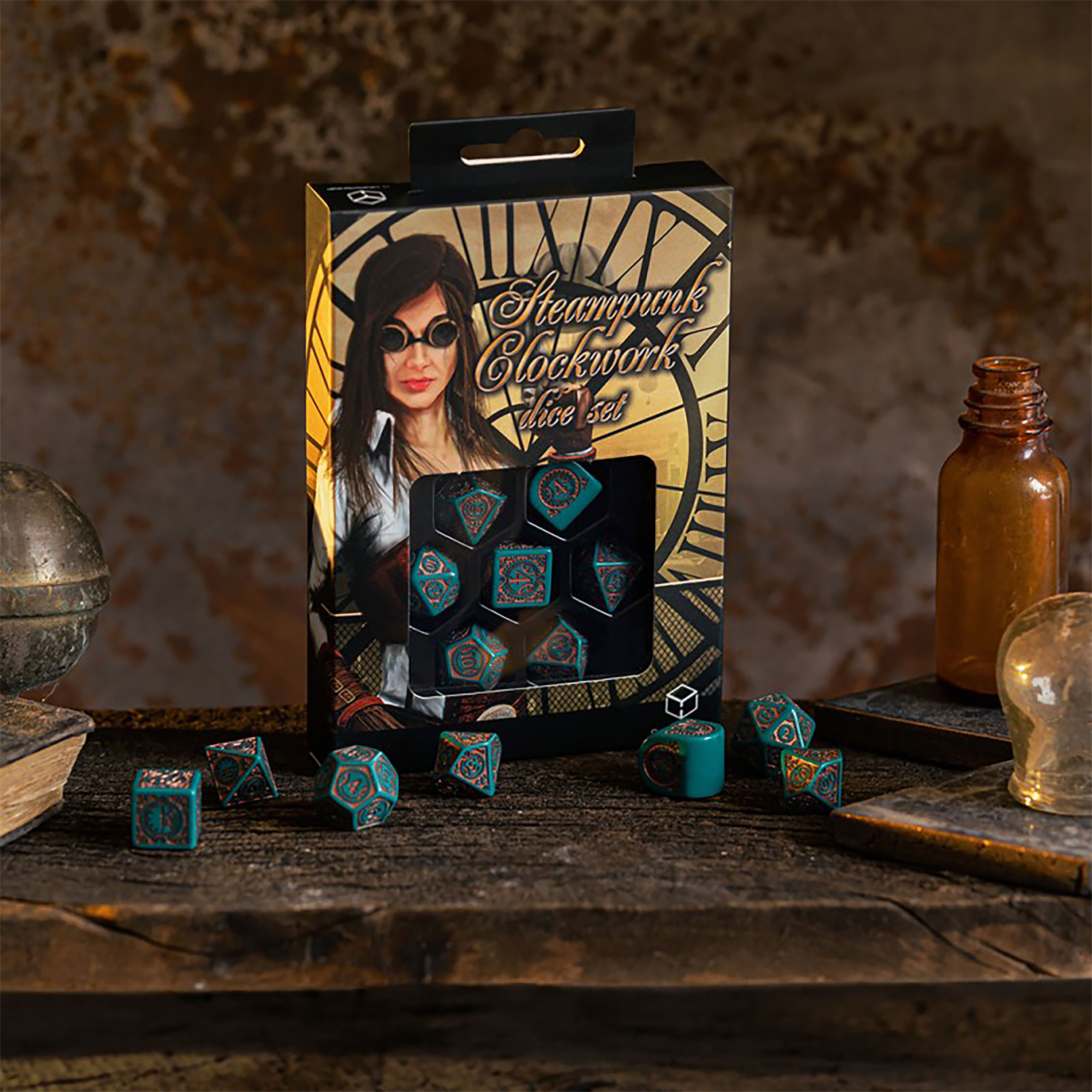 Set de dés RPG moderne Steampunk Clockwork Nautical Apparatus 7pcs