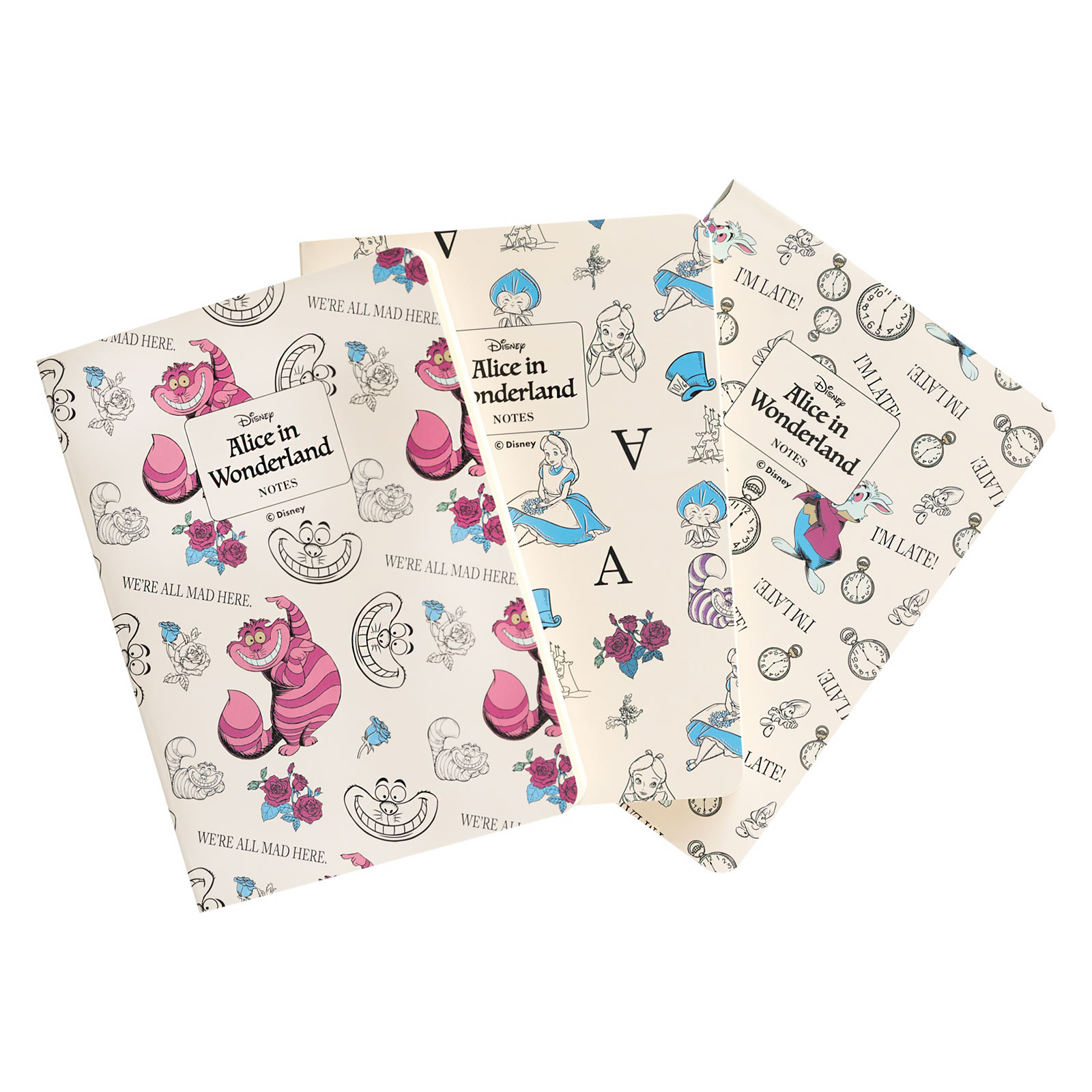 Alice in Wonderland - Set of 3 Notebooks