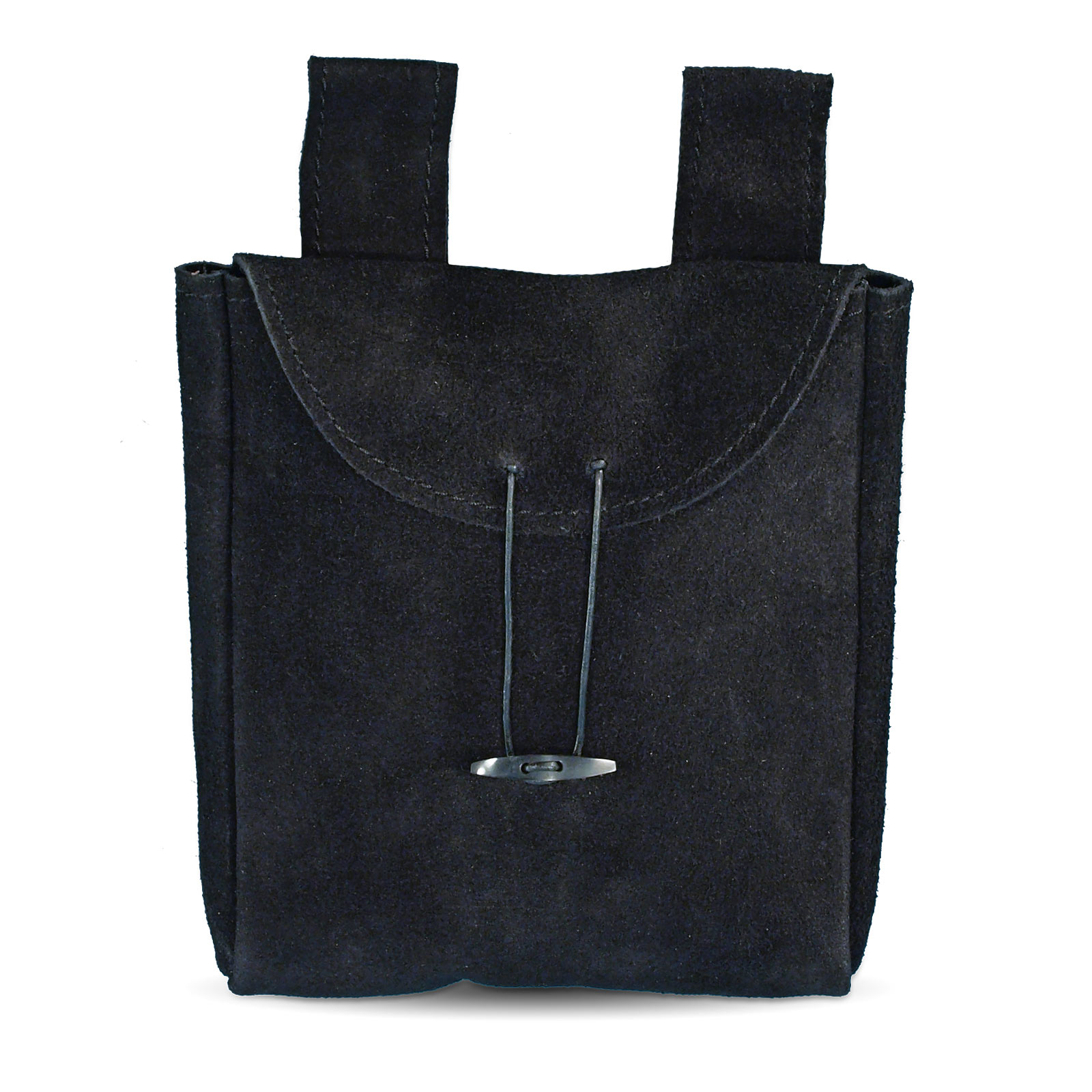 Large leather bag with wooden closure black