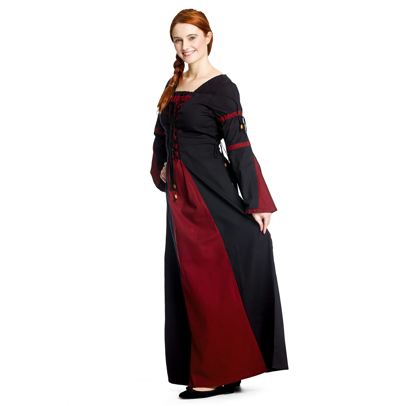 Elisa - Robe Médiévale Rouge-Noir