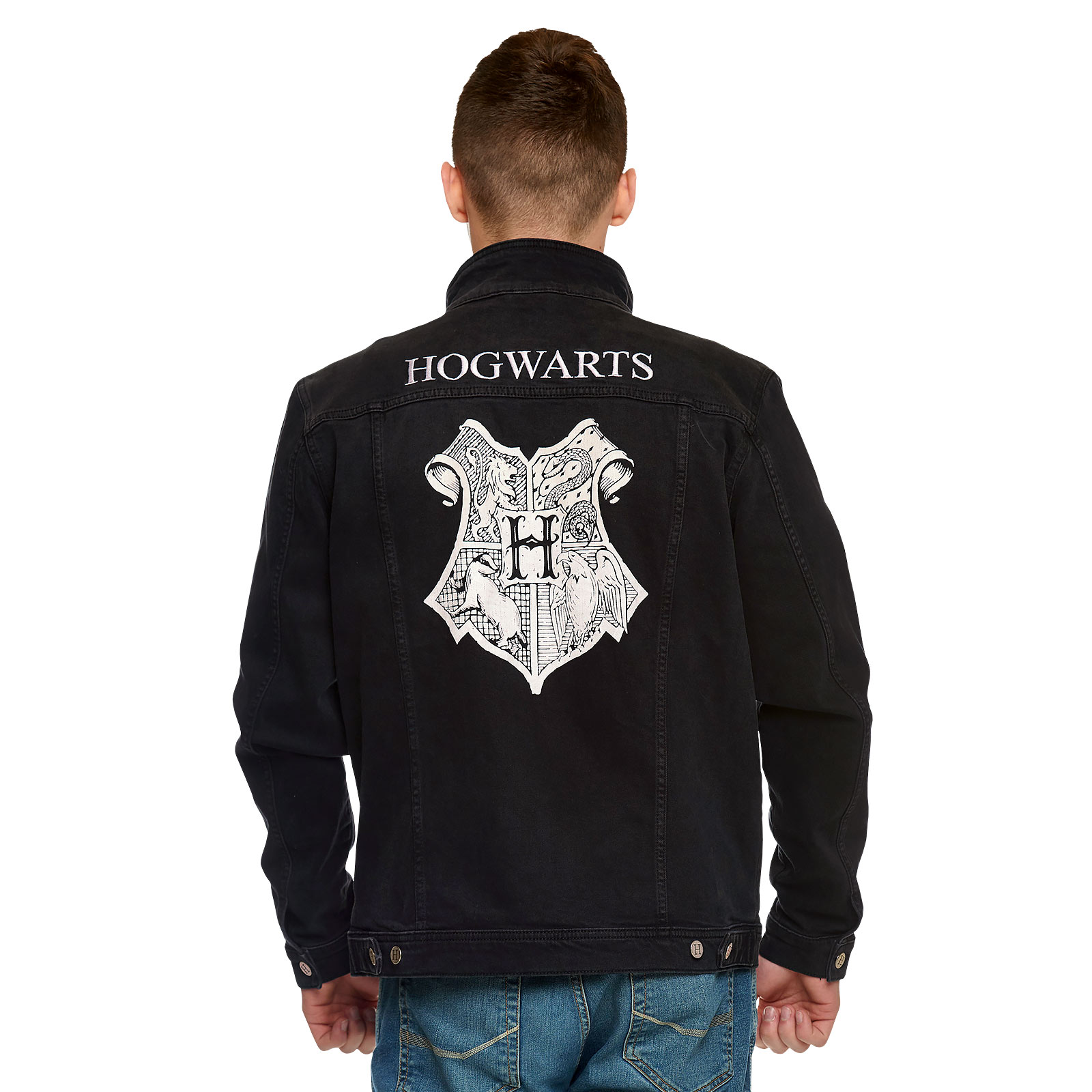 Harry Potter - Hogwarts Wappen Jeansjacke schwarz