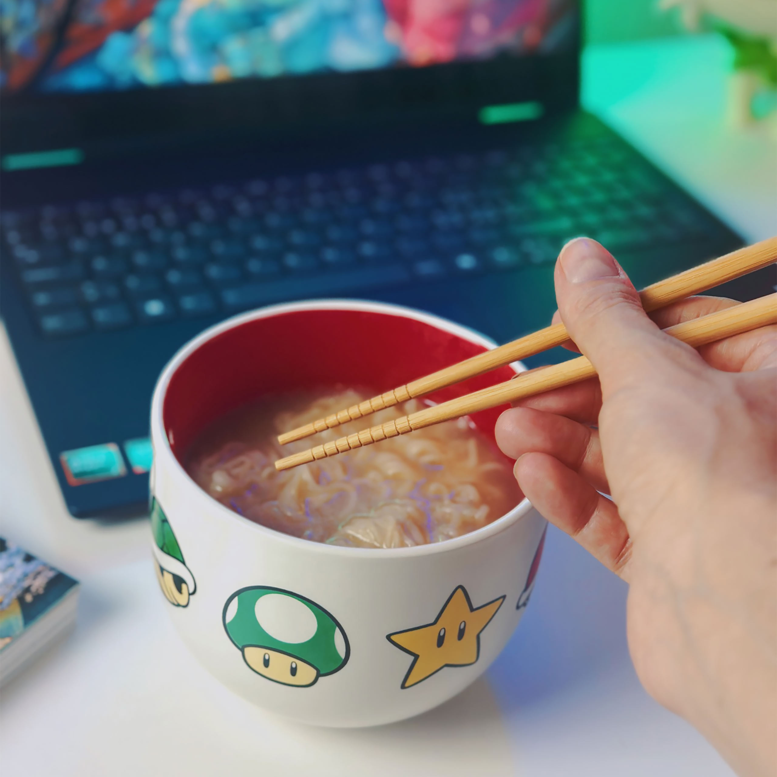 Super Mario - Symbols Ramen Schale mit Ess-Stäbchen