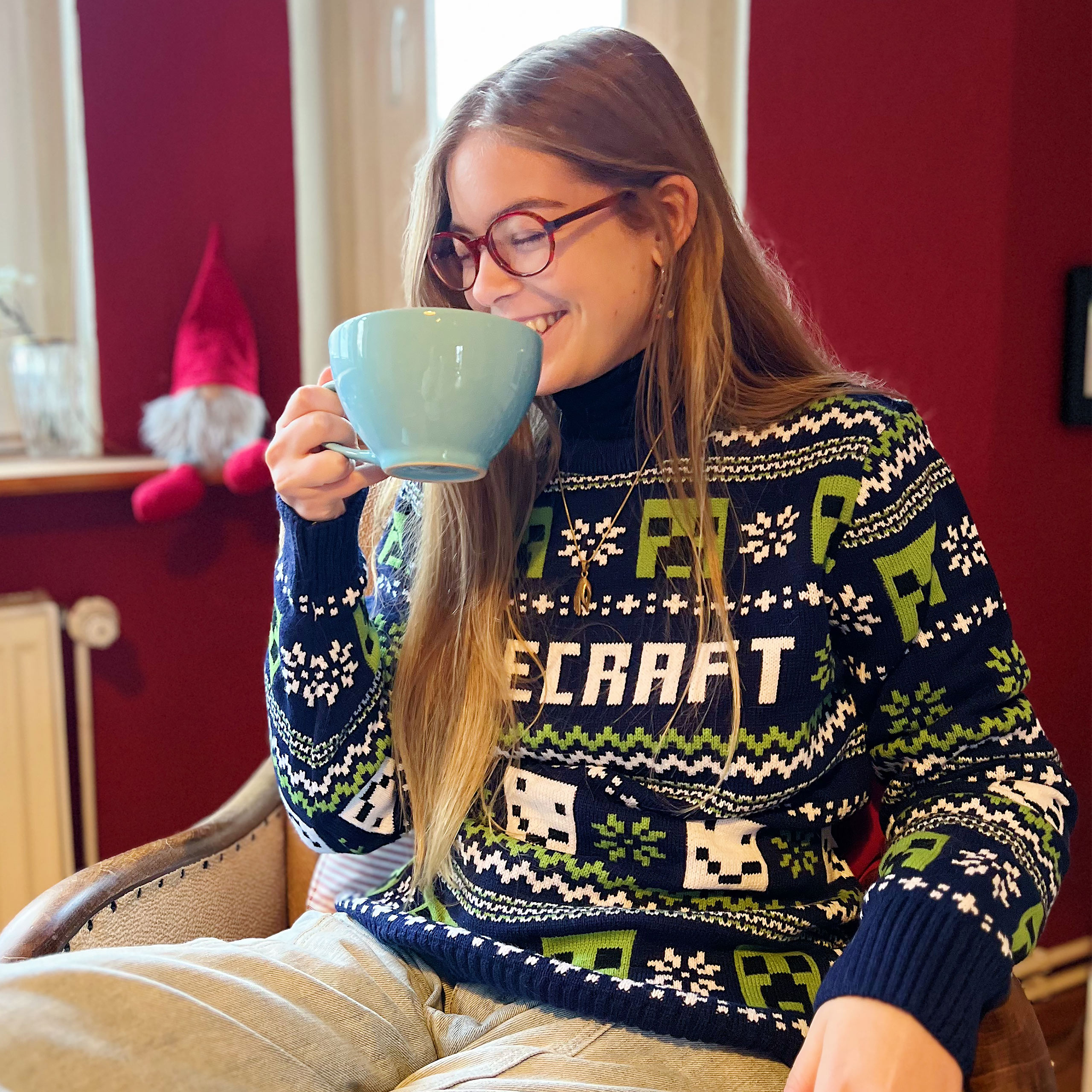 Minecraft - Pattern Strickpullover blau