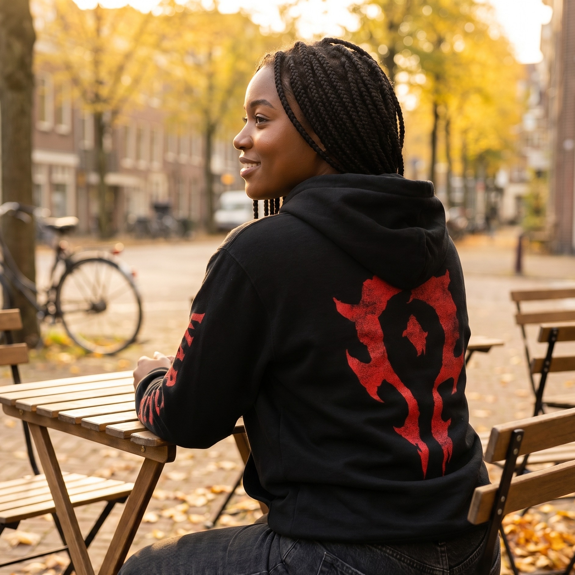 Warcraft - Felpa con cappuccio nera con logo dell'Orda