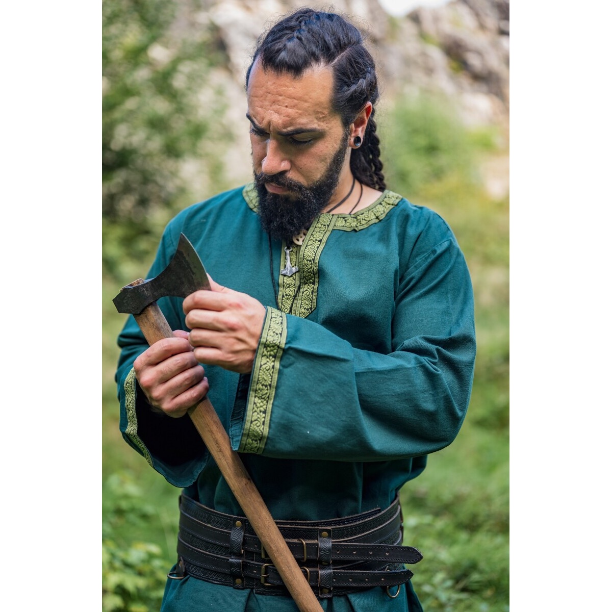 Tunique médiévale avec bordure Halvor vert