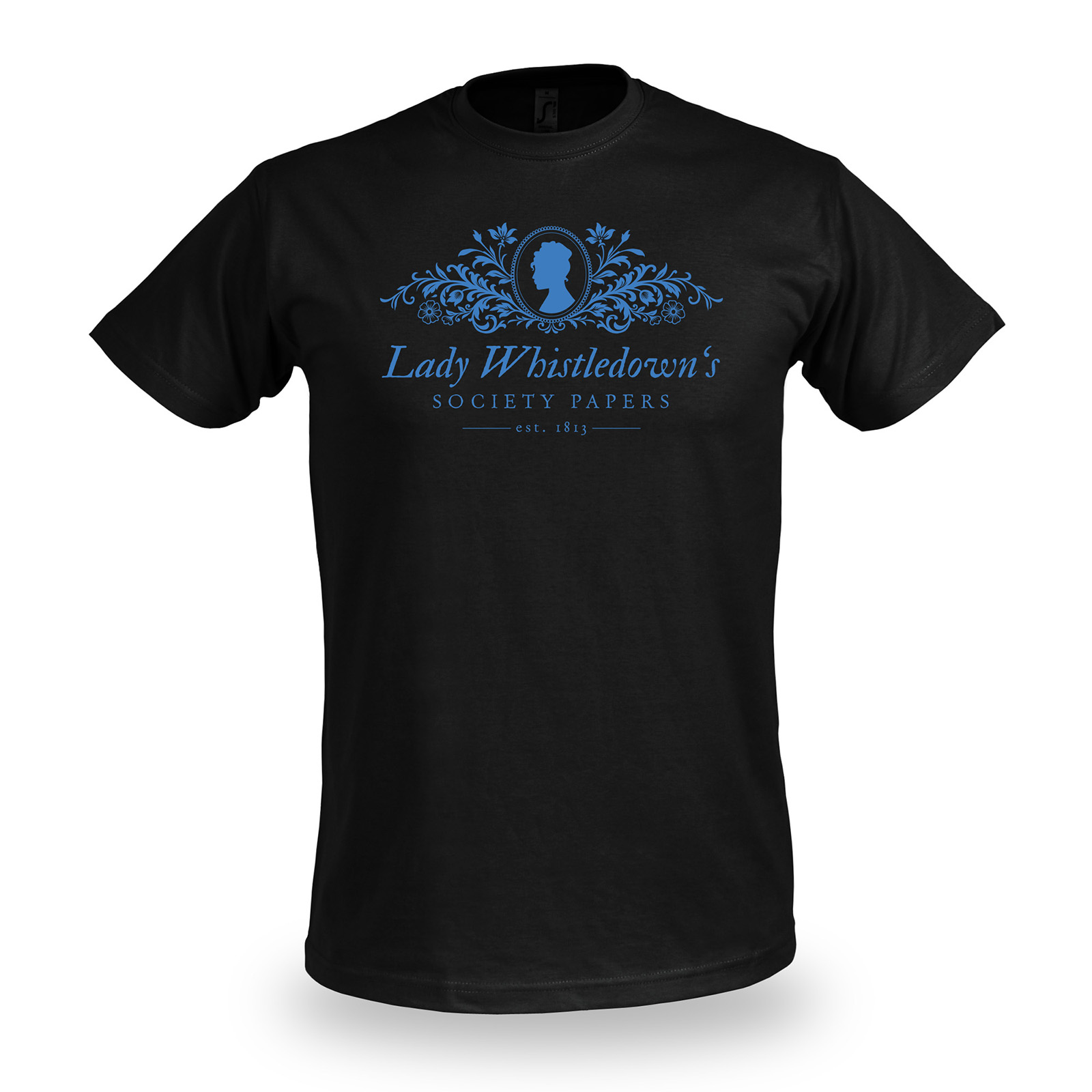 T-shirt Society Papers nera per fan di Bridgerton