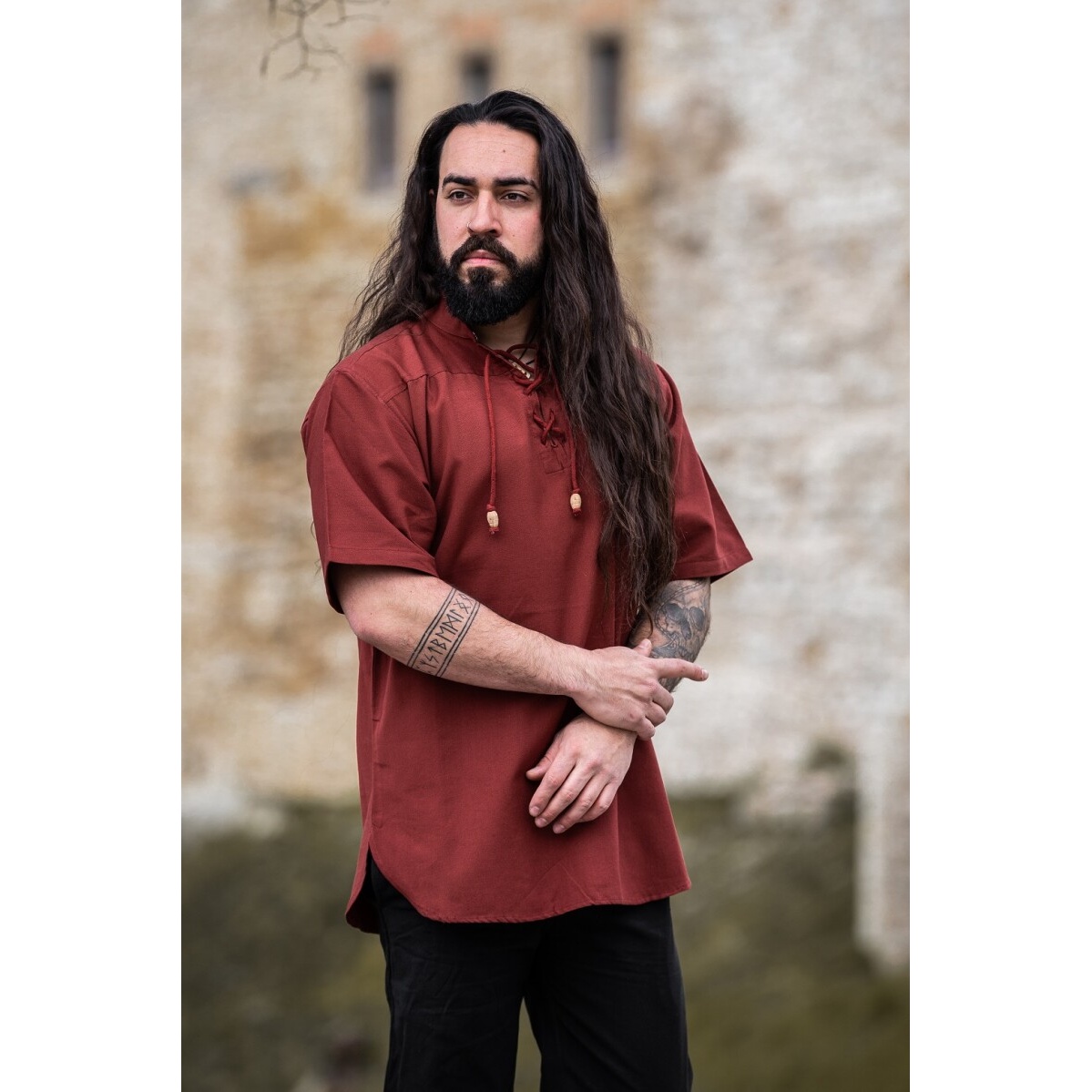 Camicia medievale Erik manica corta rossa