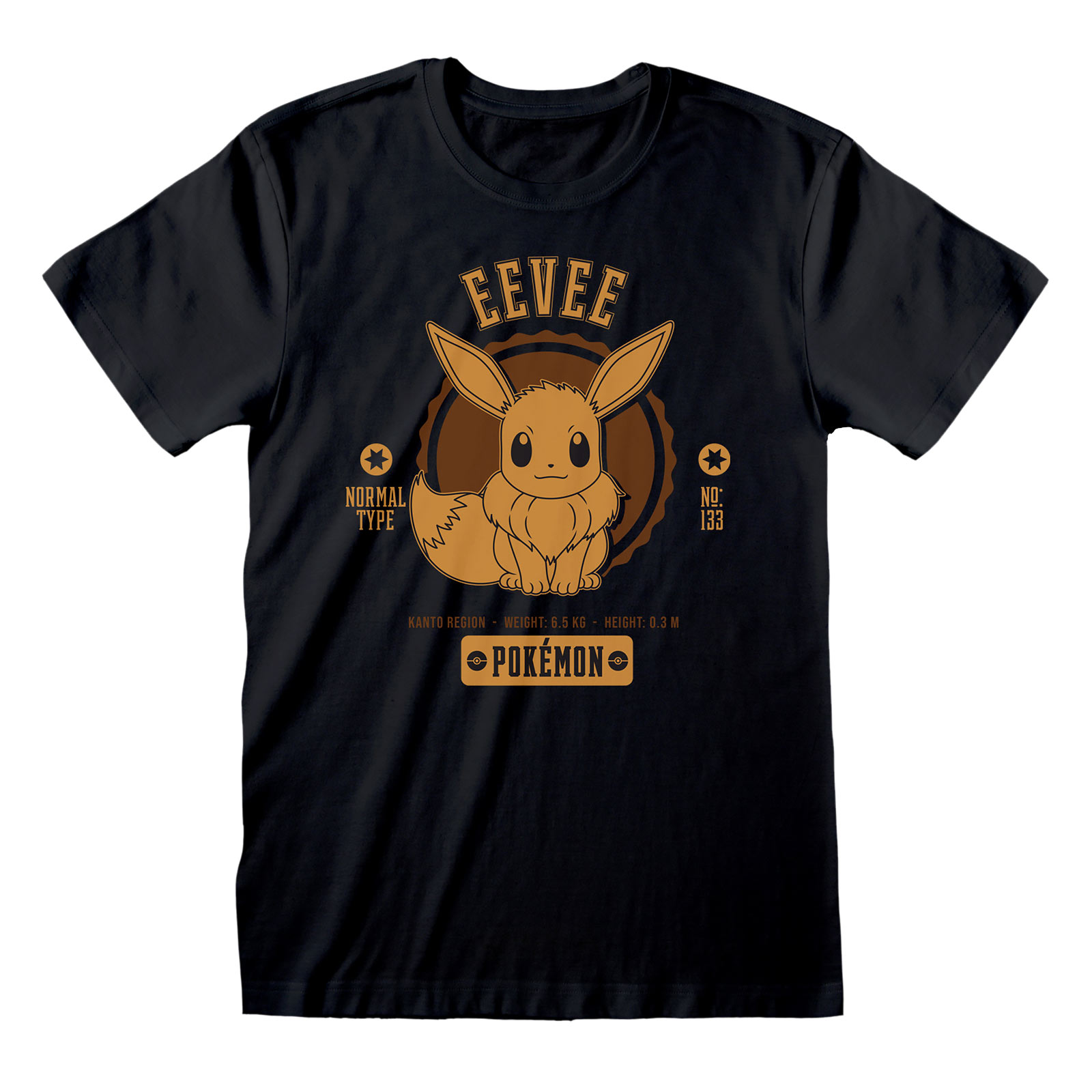 Pokemon - Eevee College T-Shirt Zwart