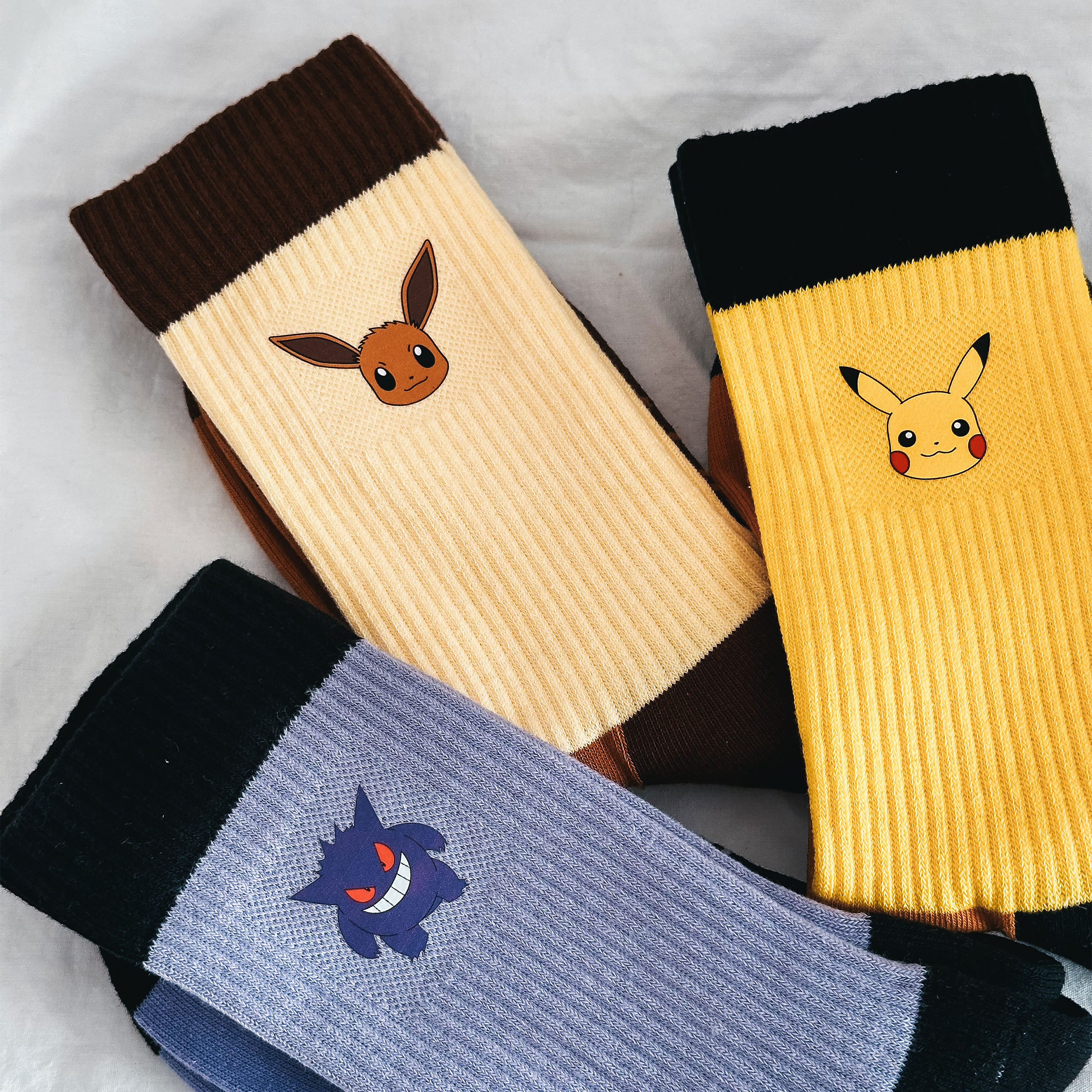 Pokemon - Pikachu, Eevee en Gengar Sokken 3-Pack