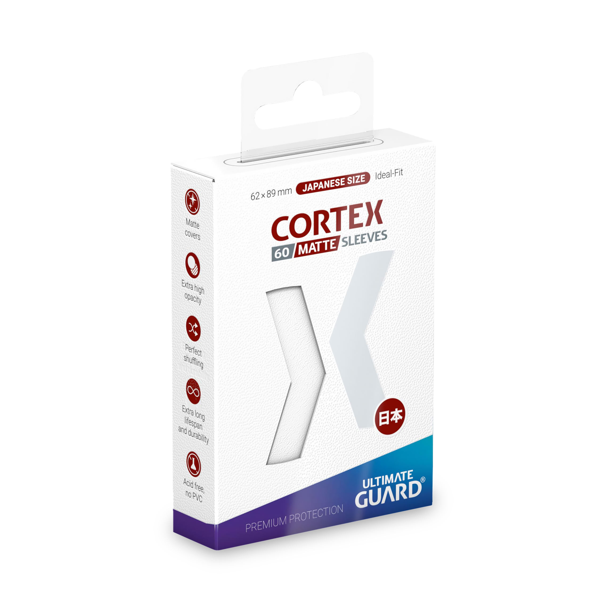 Fundas de tarjetas Cortex Ultimate Guard para tarjetas coleccionables, mate blanco, set de 60