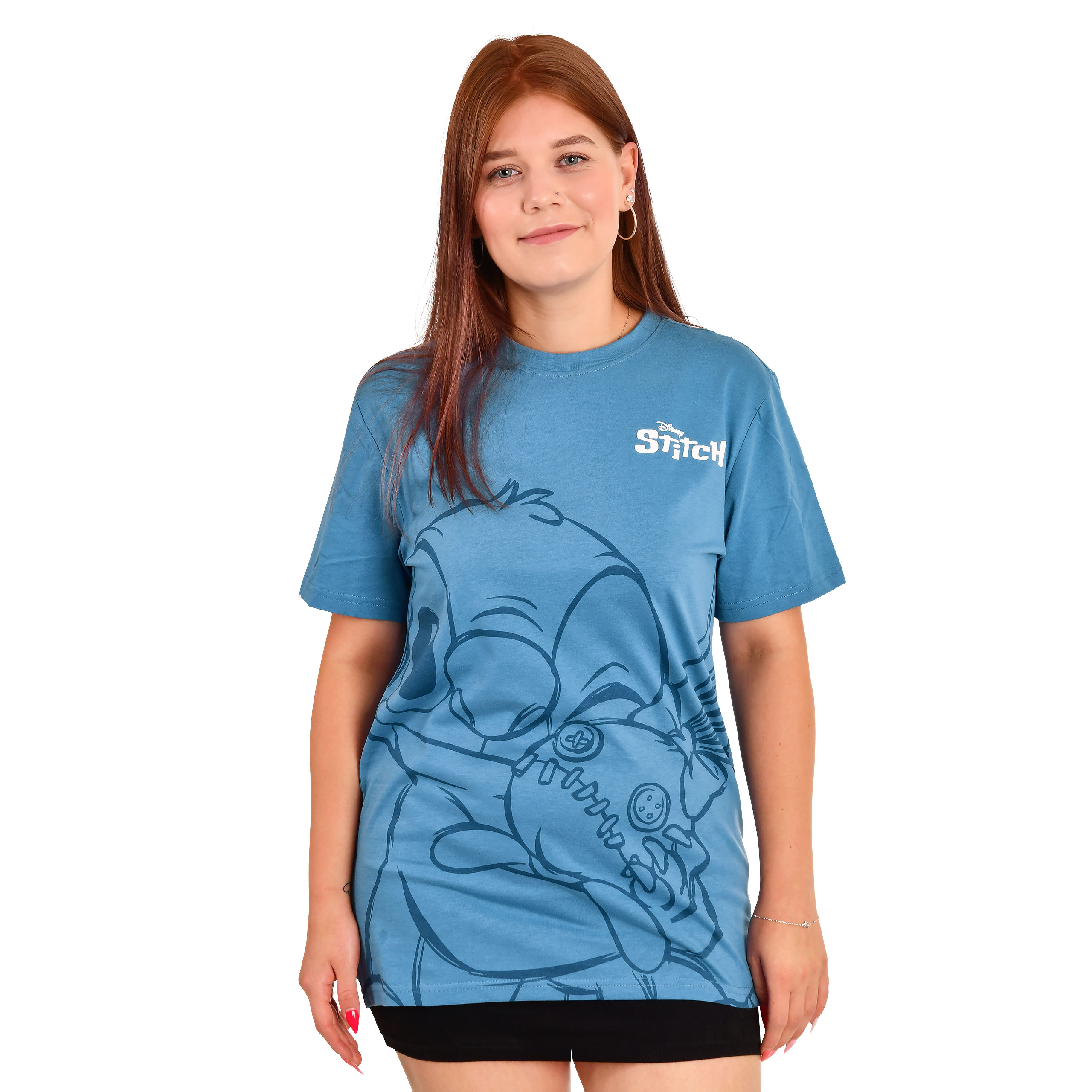 Lilo & Stitch - Maglietta Stitch abbracciante blu