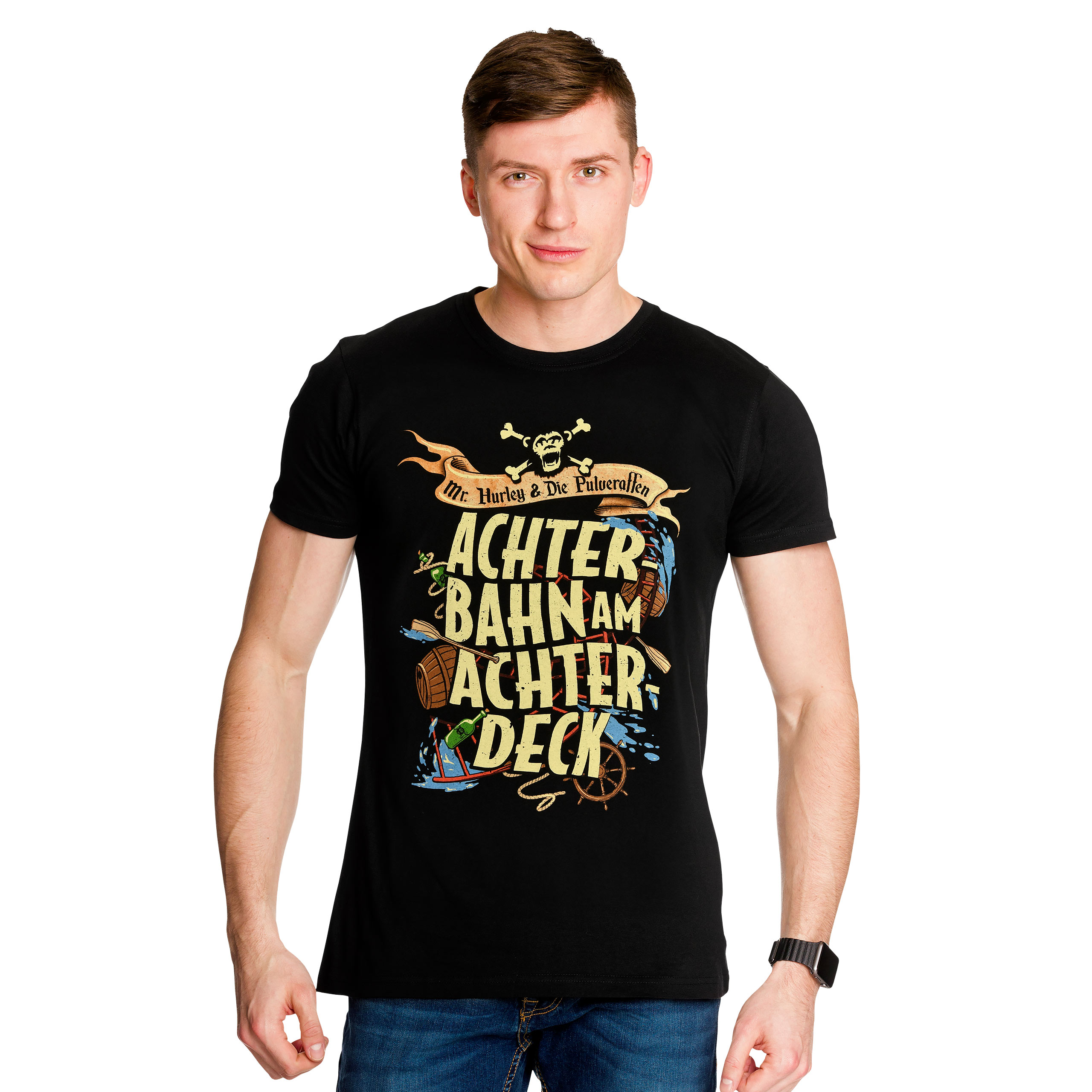 Mr. Hurley & De Poederapen - Roller Coaster T-shirt Zwart