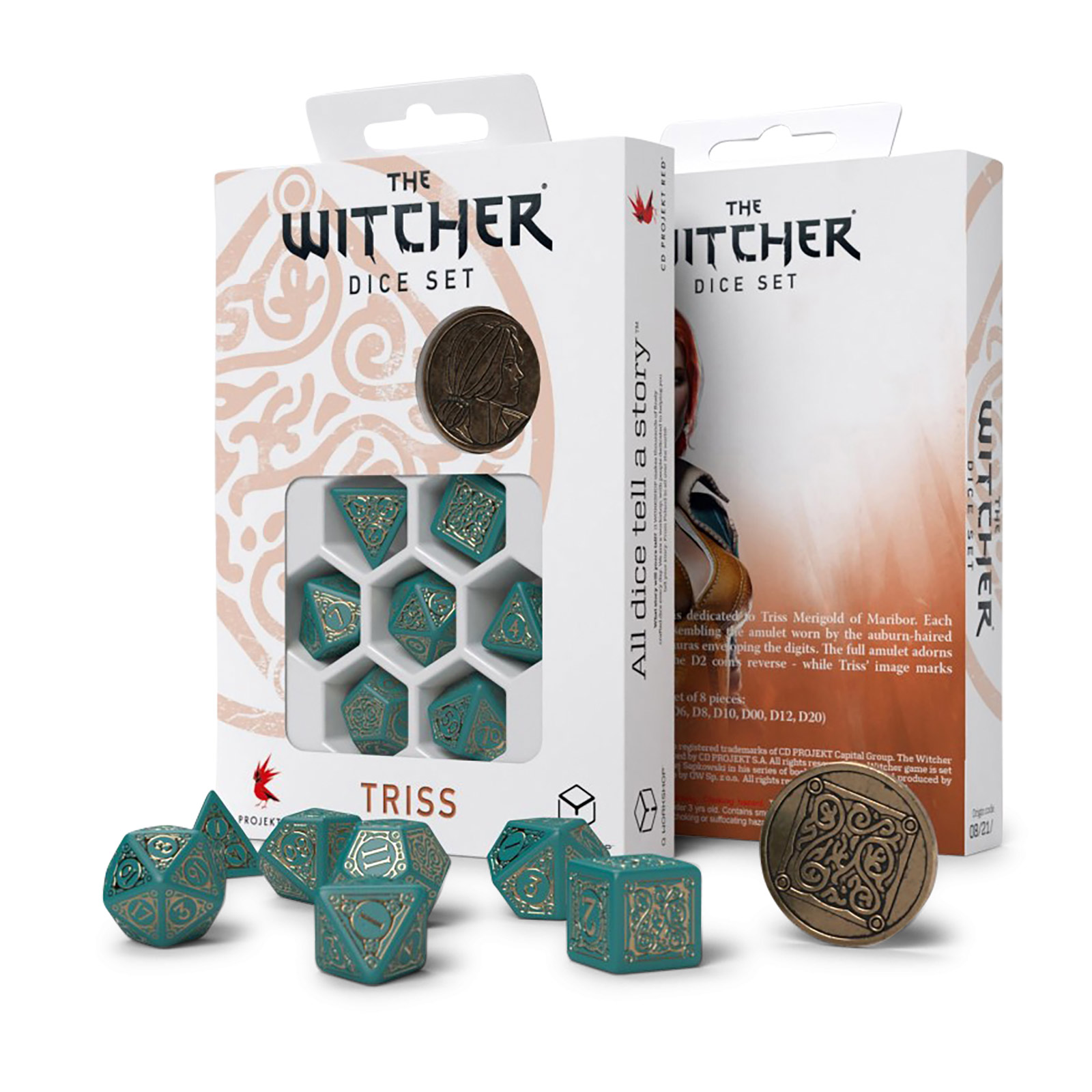 Witcher - Triss Beautiful Healer RPG Dice Set 7pcs with Collector's Coin