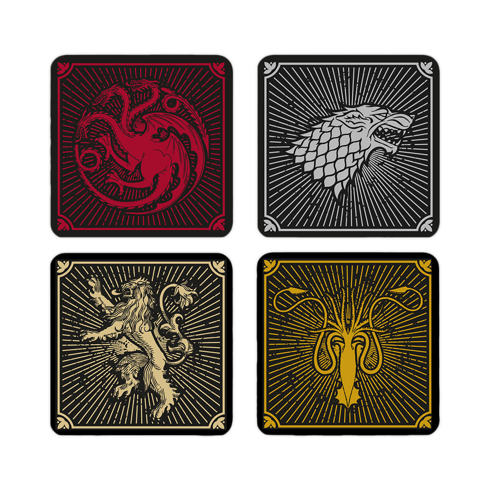 Game of Thrones - Sous-verres blasons des maisons, set de 4