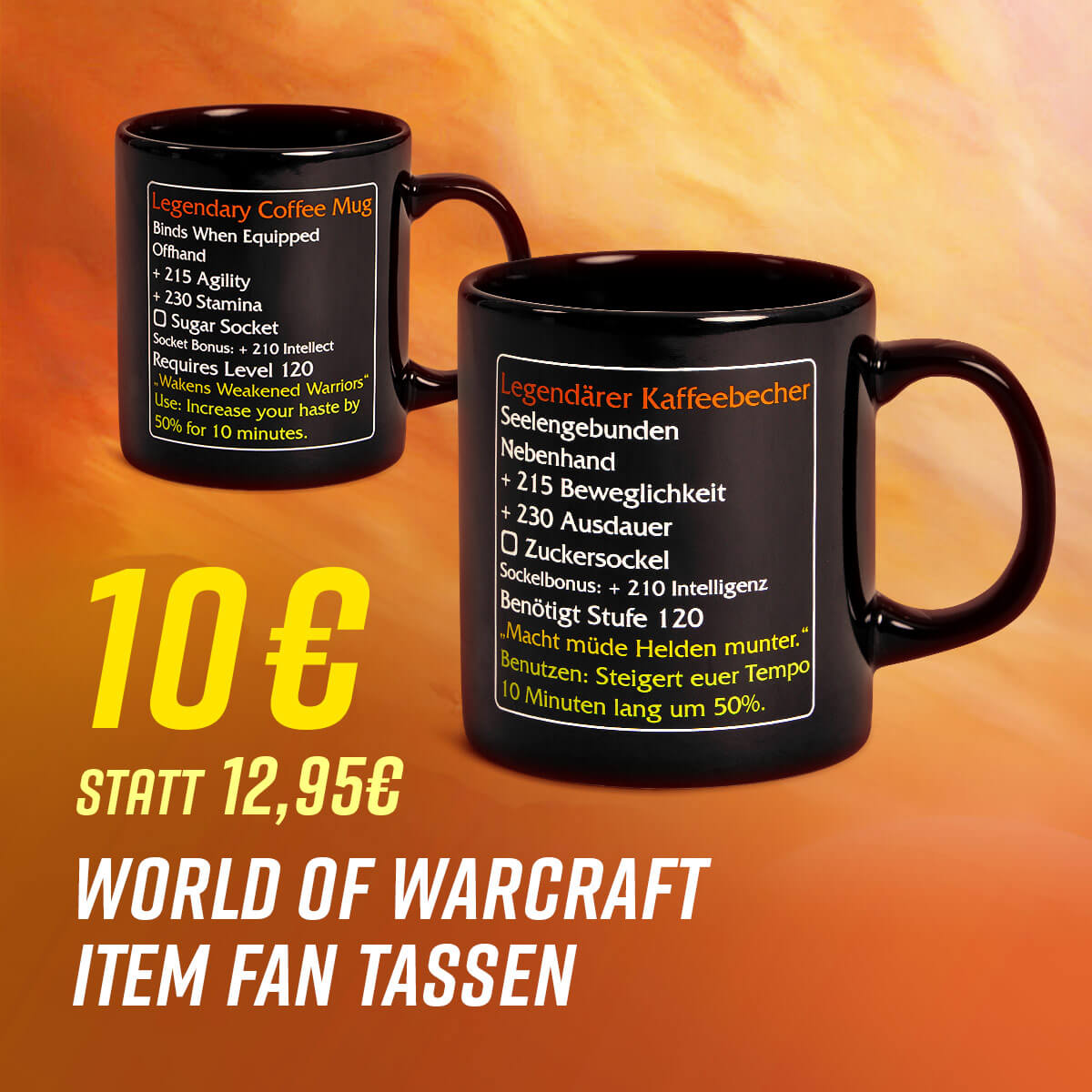 10€ statt 12,95€ auf World of Warcraft Item Fan Tassen