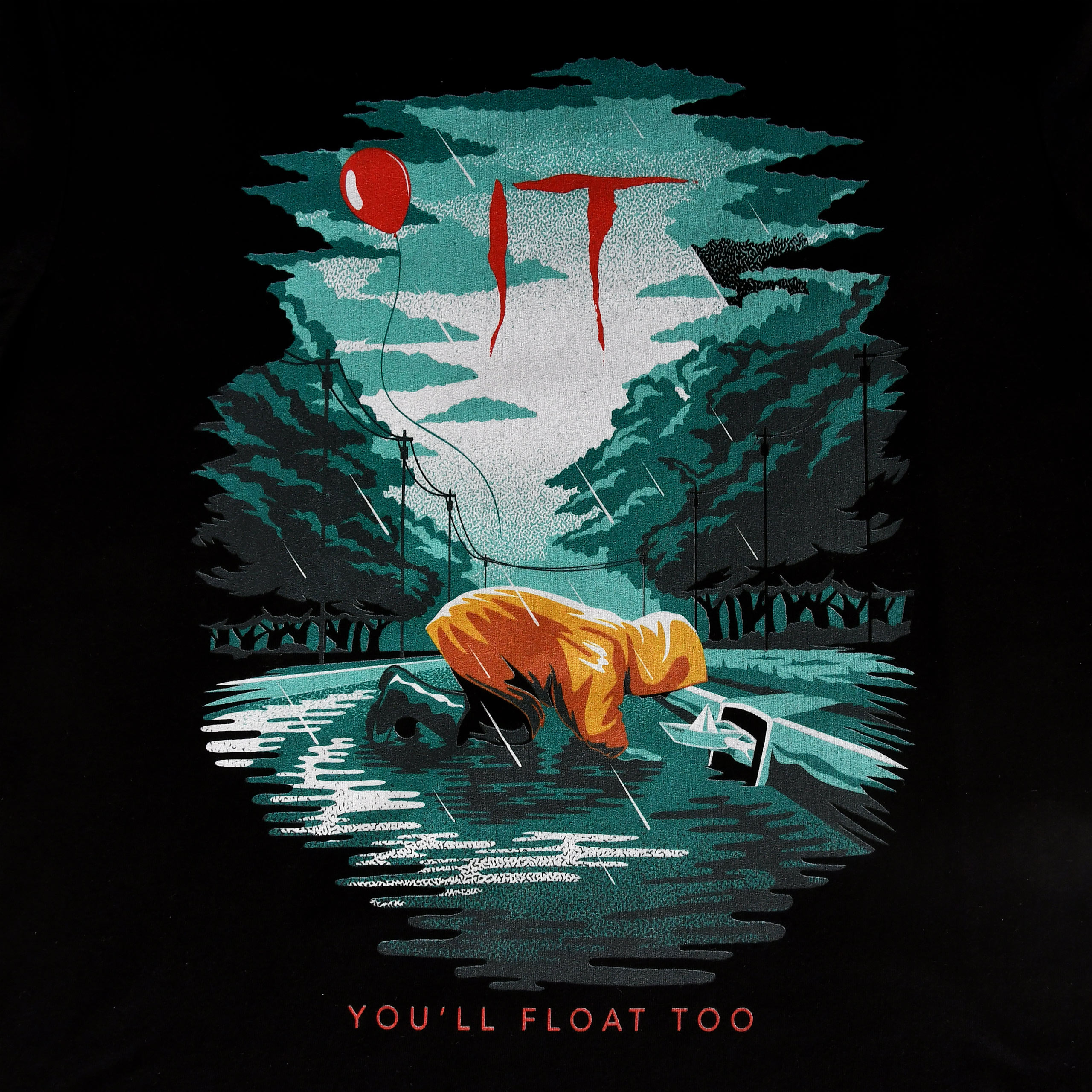 Stephen King's IT - Georgie You'll Float Too T-Shirt Zwart