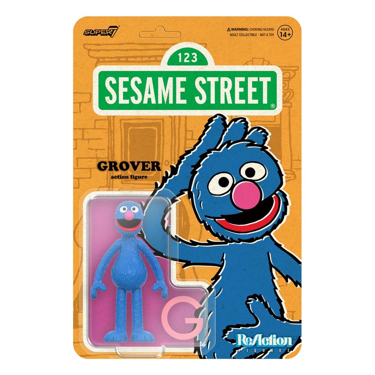 Sesame Street figurine articulée ReAction Wave 05 Grover 10 cm