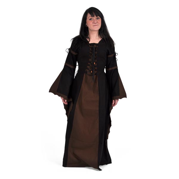 Leona - Robe médiévale noir-marron