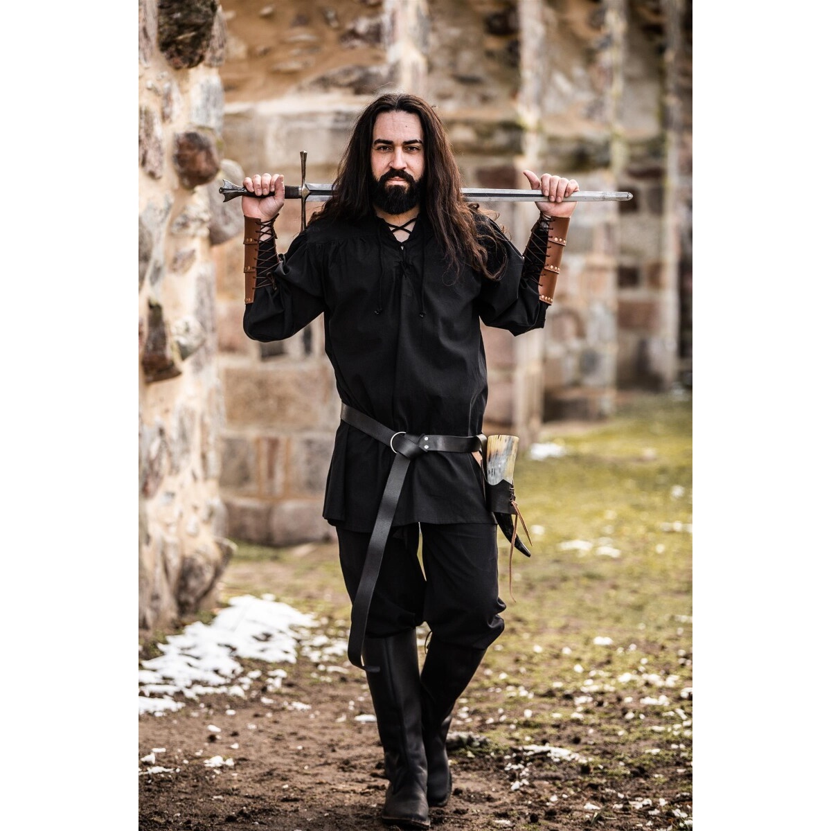 Camisa medieval Ulrich negra