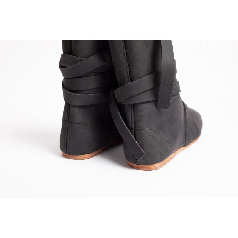 Stivali medievali Haithabu con suola in pelle Sjur nero