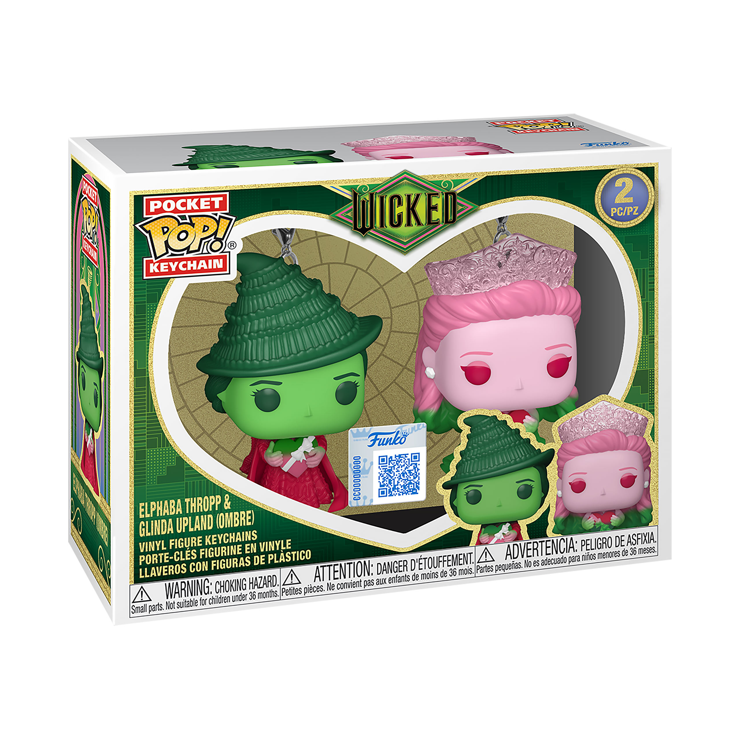 Wicked - Glinda y Elphaba (Ombre) set de 2 llaveros Funko Pop