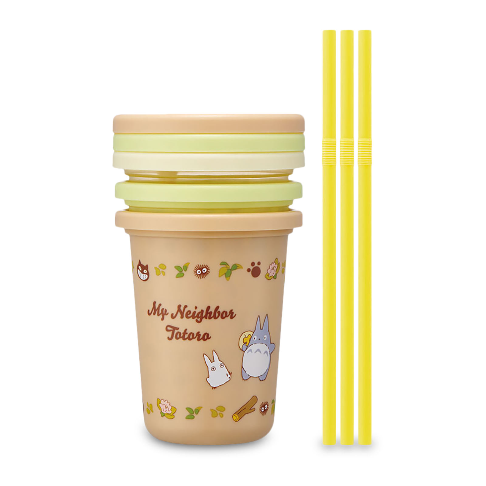 Totoro - Katzenbus und Totoro Becher mit Strohhalm 3er Set