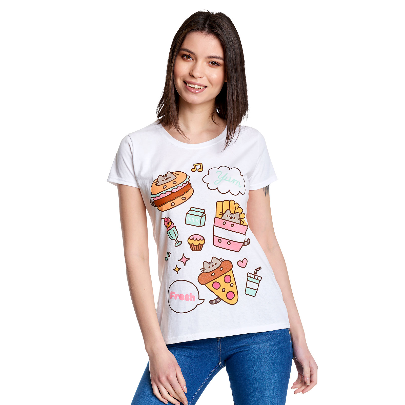 Pusheen - Foodie dames T-shirt wit