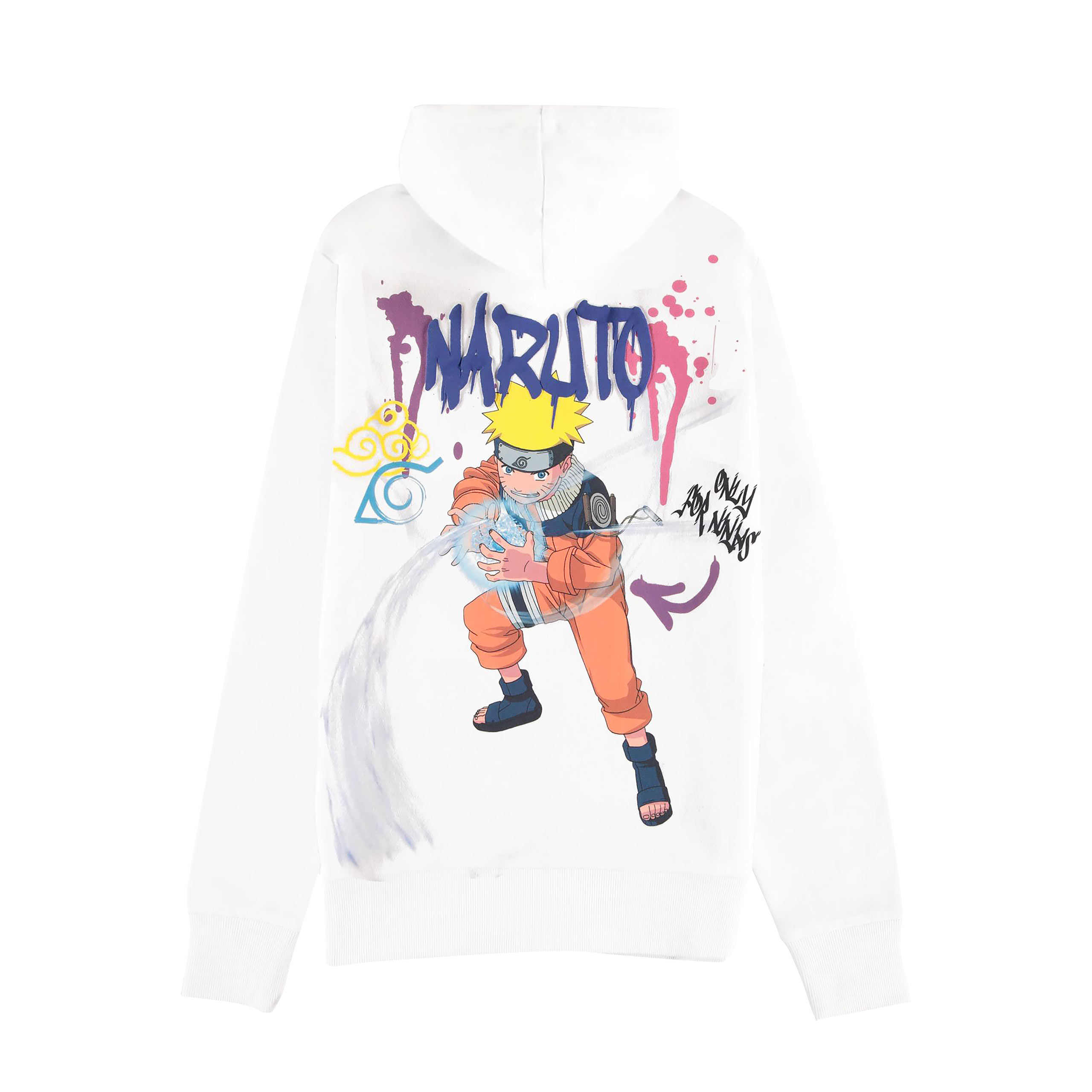 Naruto - Chaqueta con capucha blanca Graffiti