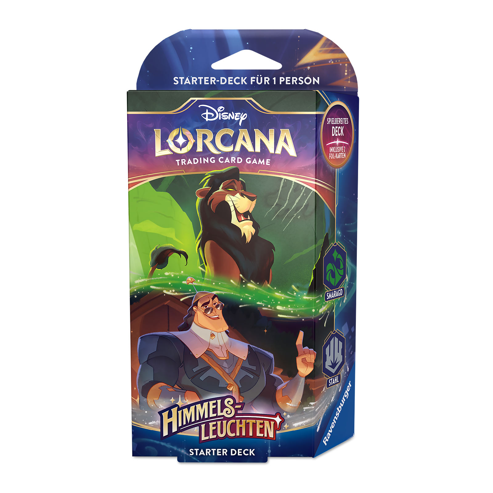 Disney Lorcana Émeraude et Acier Kit de Démarrage - Jeu de Cartes à Échanger Lumière Céleste