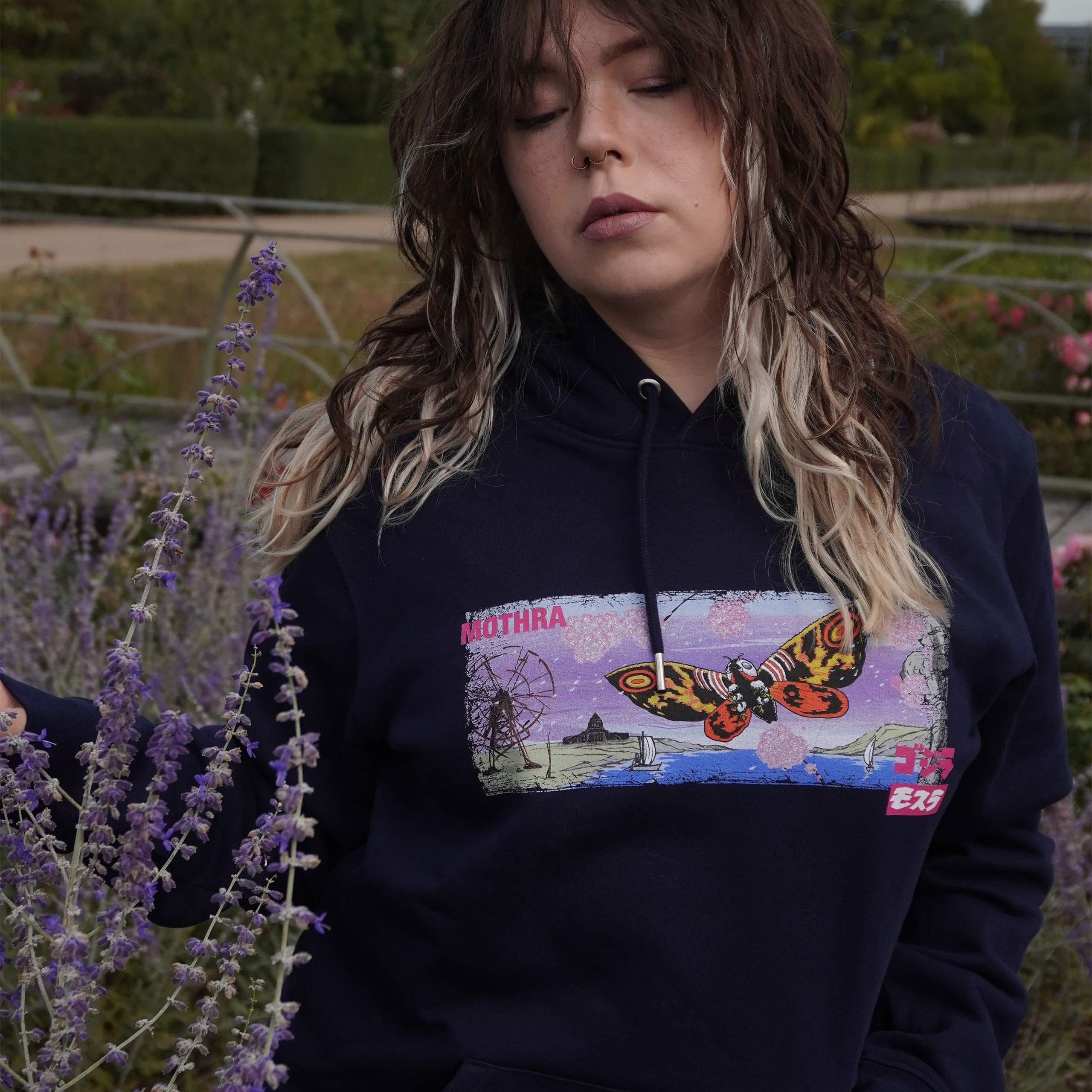 Godzilla - Mothra sudadera con capucha azul