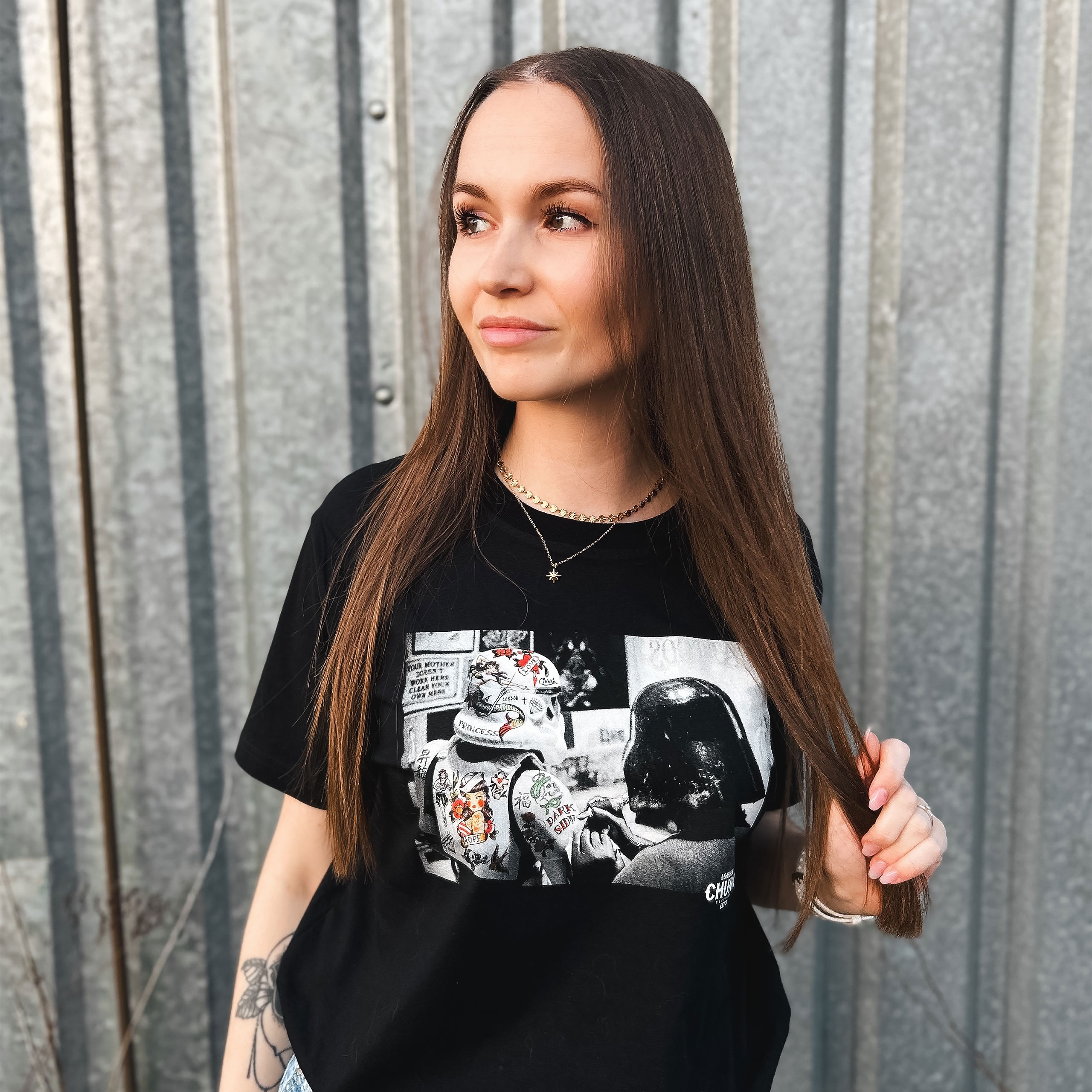 Dark Side Tattoo T-Shirt für Star Wars Fans schwarz