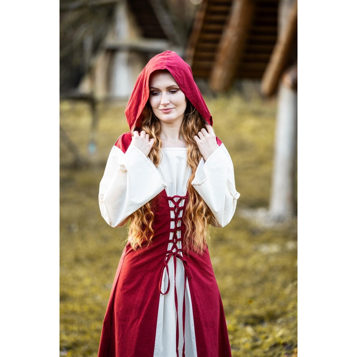 Medieval Dress Genefe red-beige