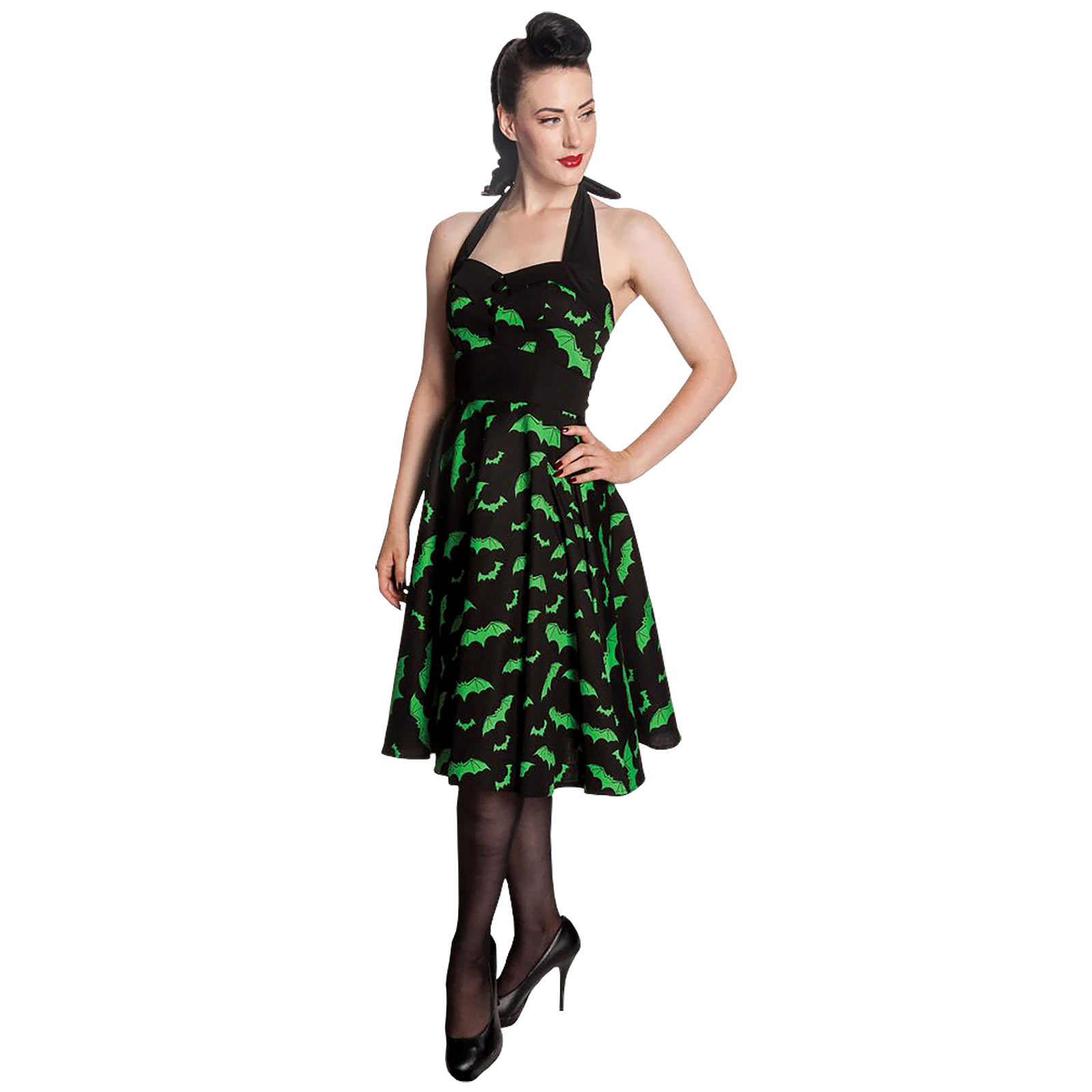 Rockabilly-Kleid Bat schwarz-grün