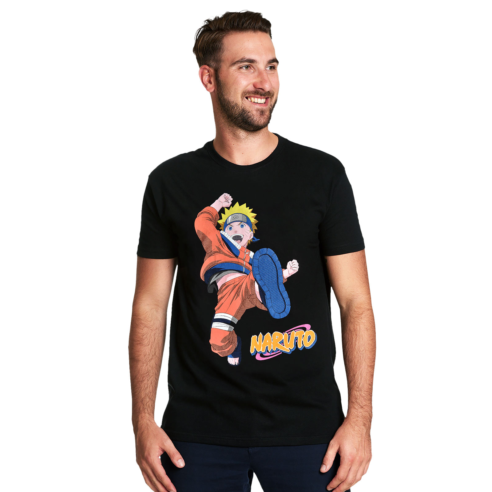Naruto Uzumaki Kick T-Shirt schwarz