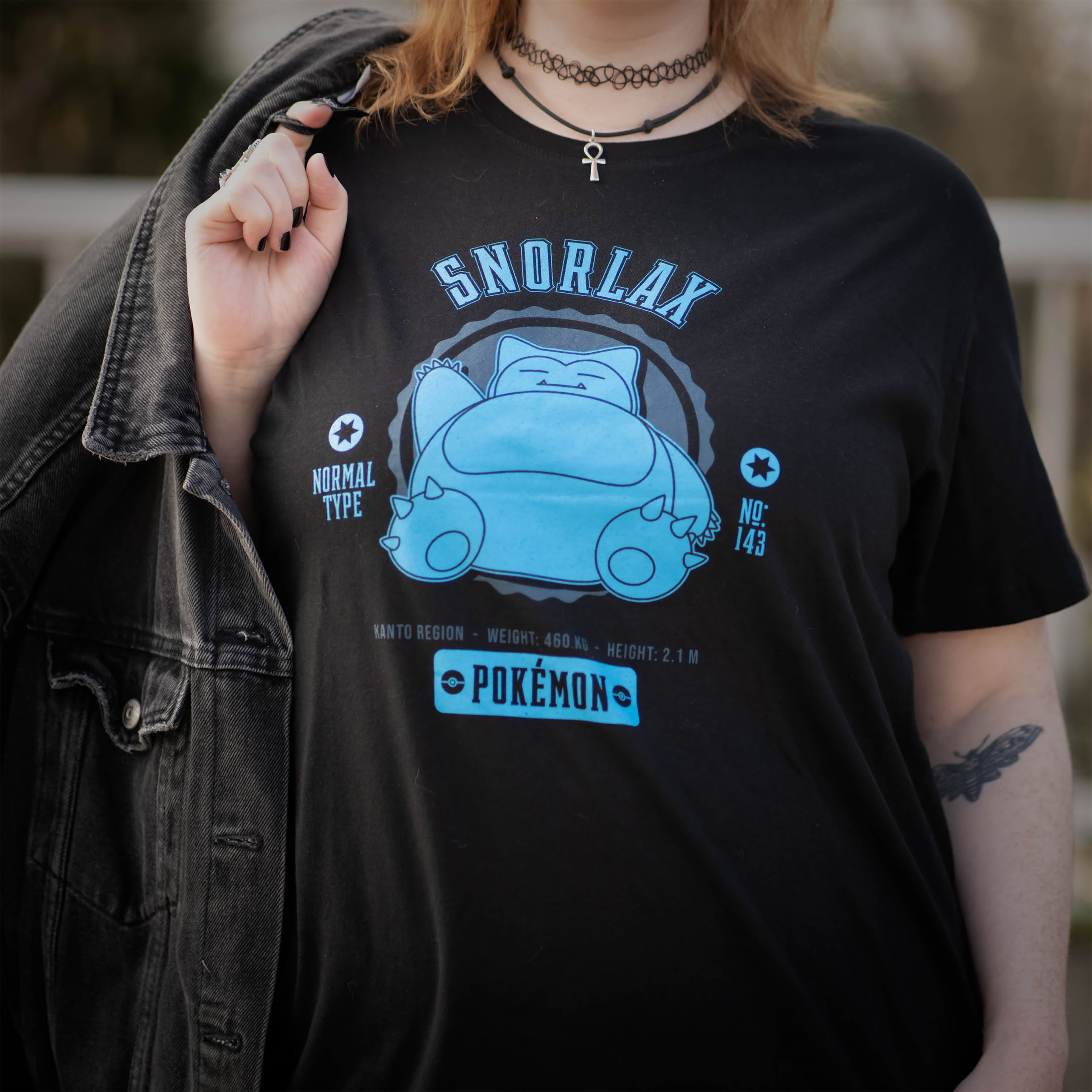 Pokemon - T-shirt collégial Snorlax noir