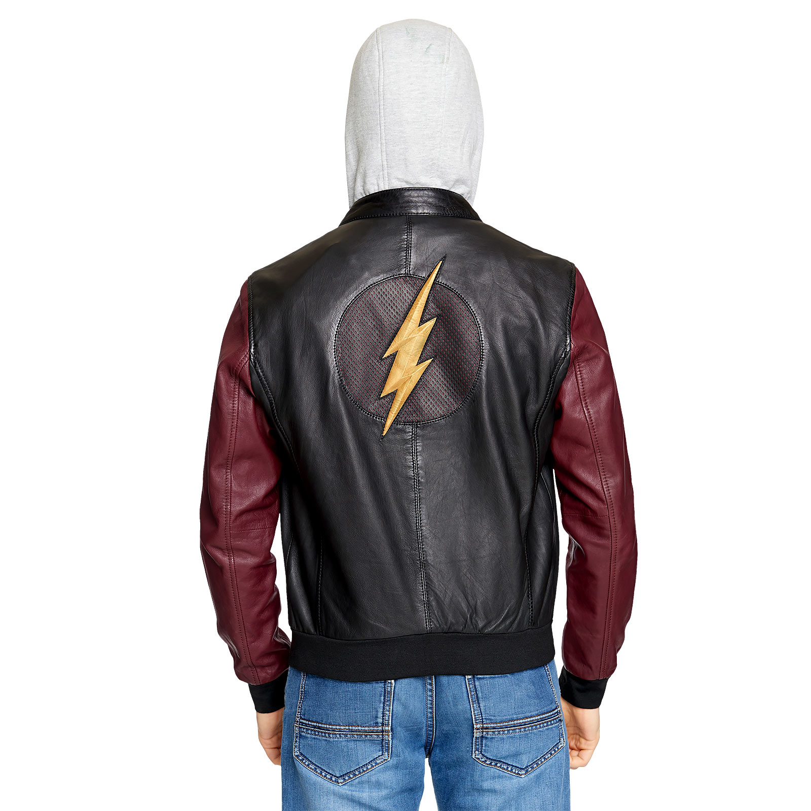 Flash - Veste en cuir avec logo et capuche