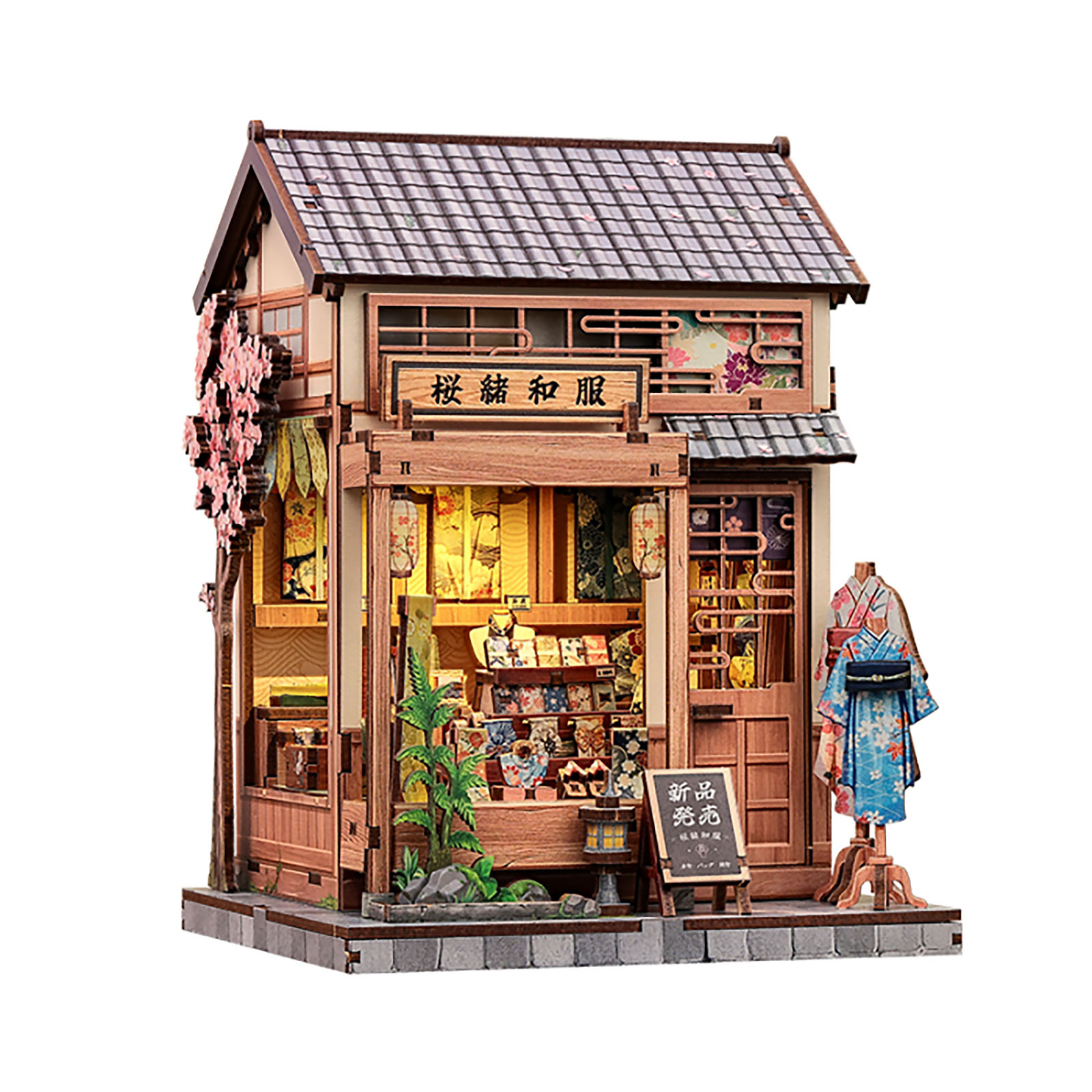 CuteBee - Modellino casa in miniatura Sakura O Kimono Shop Book Nook