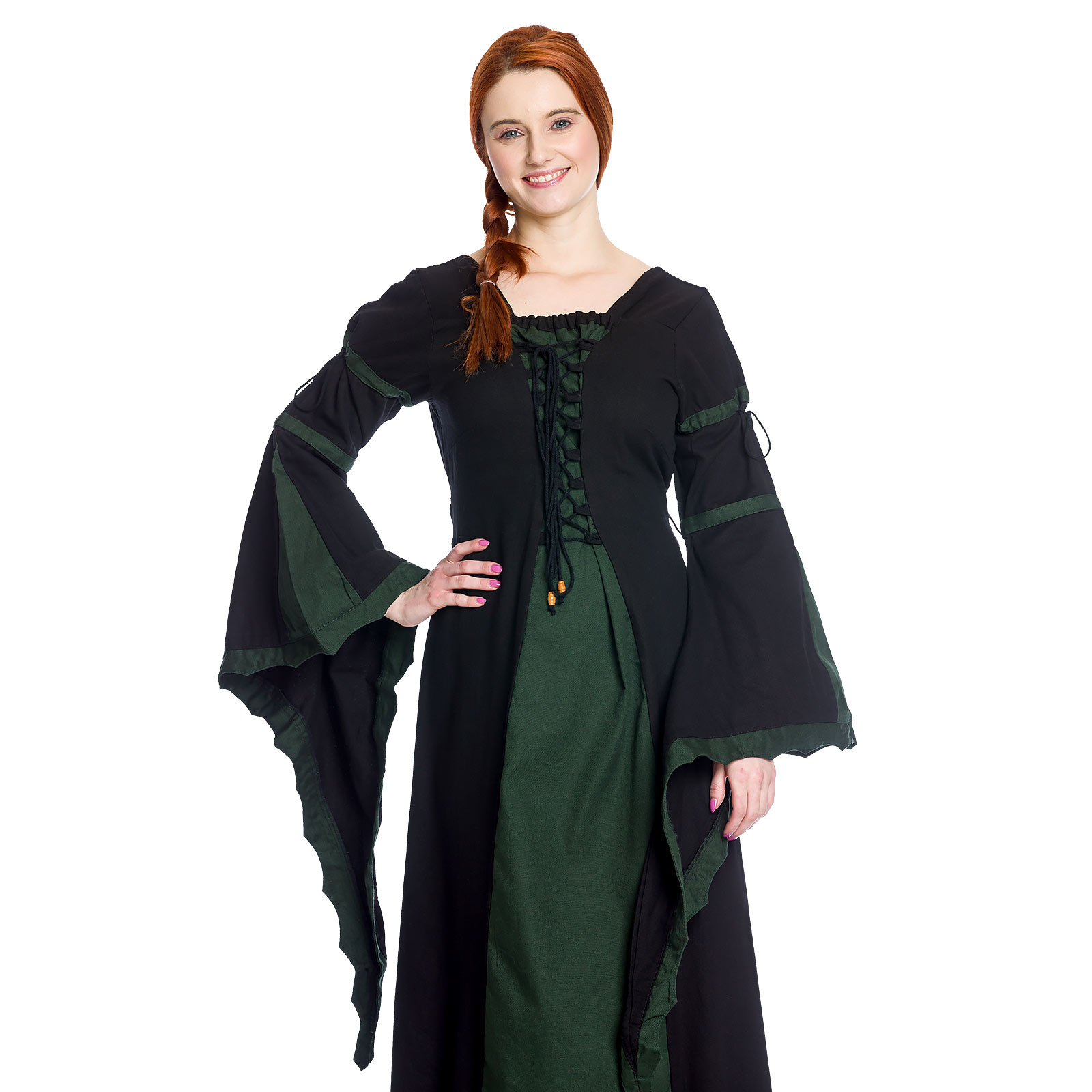 Leona - Middeleeuwse jurk zwart-groen
