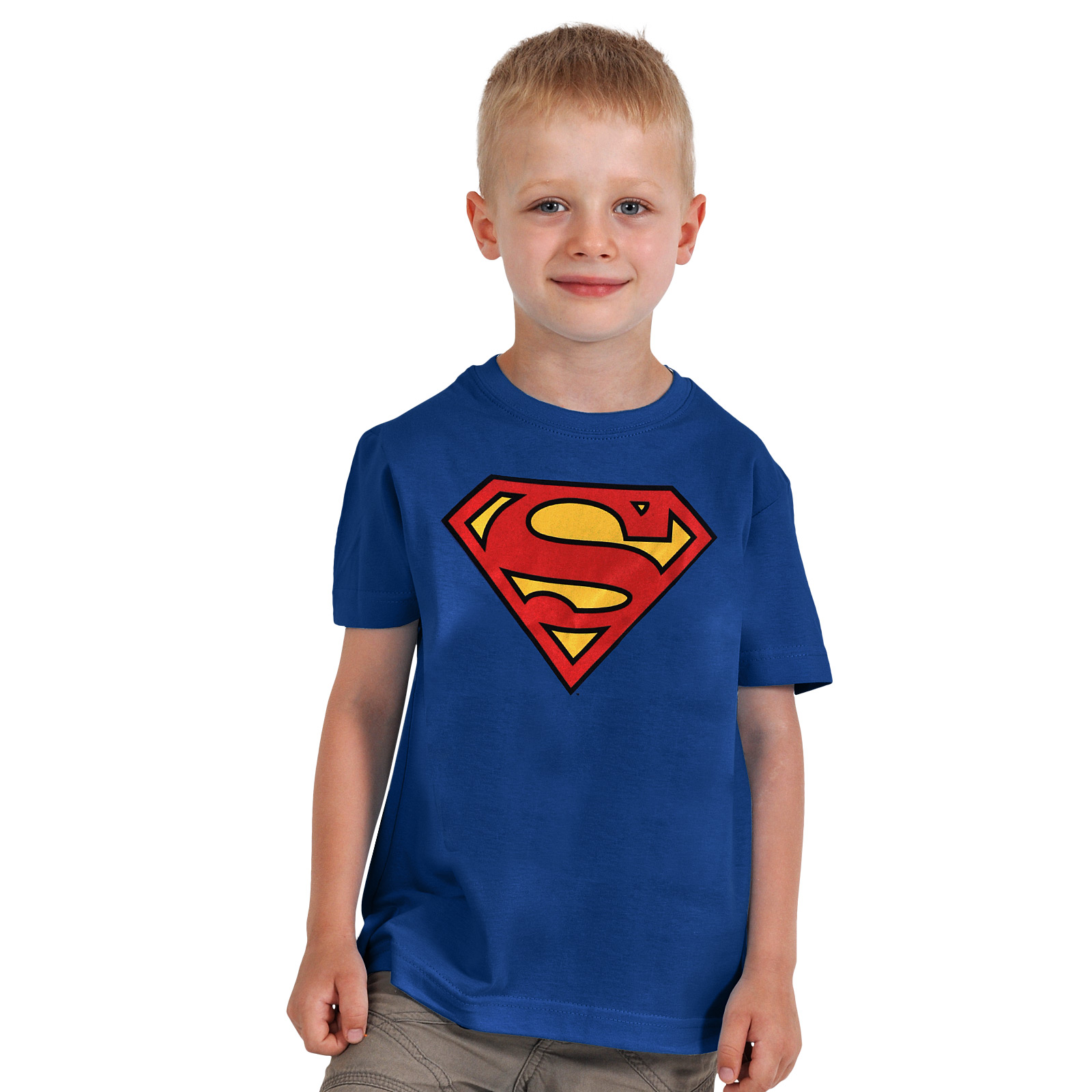 Superman Logo Kinder T-Shirt blau