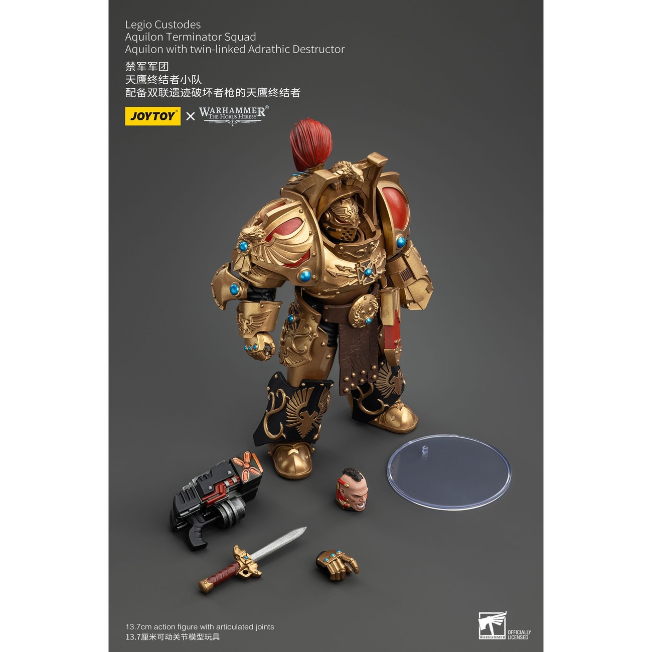 Warhammer The Horus Heresy Figurine articulée 1/18 Legio Custodes Aquilon Terminator Squad Aquilon avec Adrathic Destructor jumelé