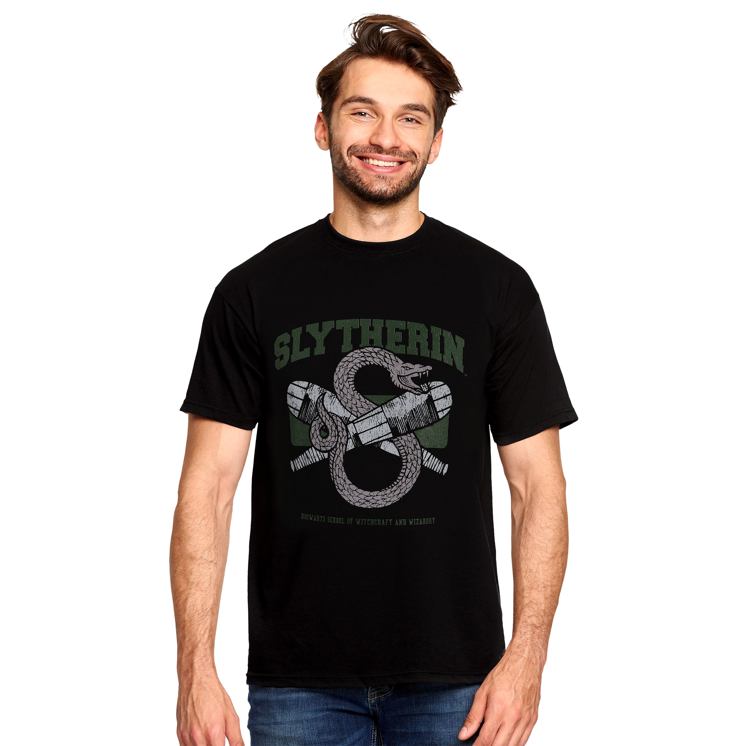 Slytherin Quidditch College T-Shirt schwarz - Harry Potter