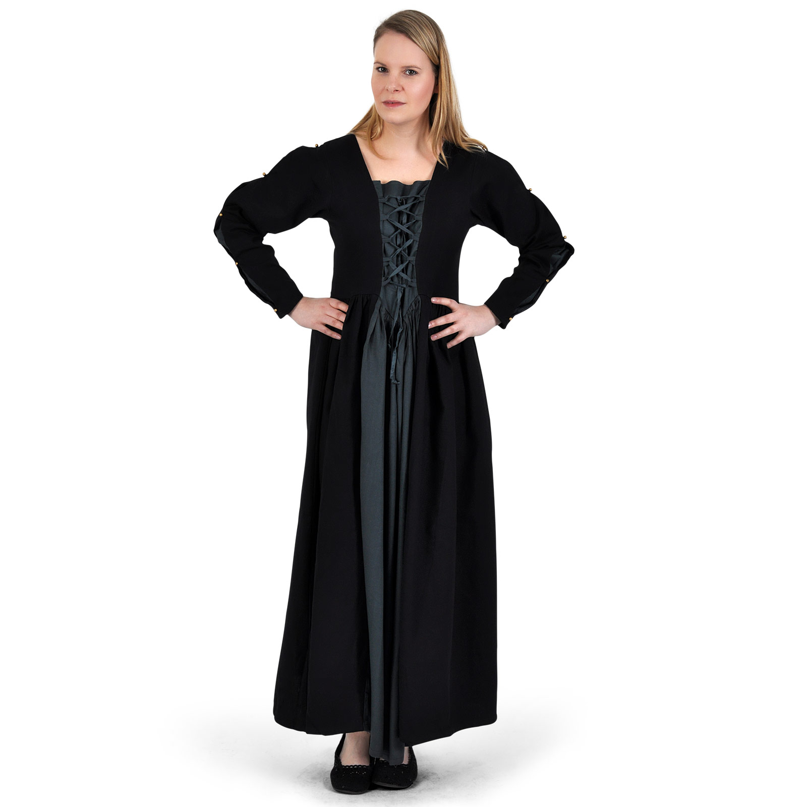 Mittelalter Kleid Orianne schwarz-blaugrau