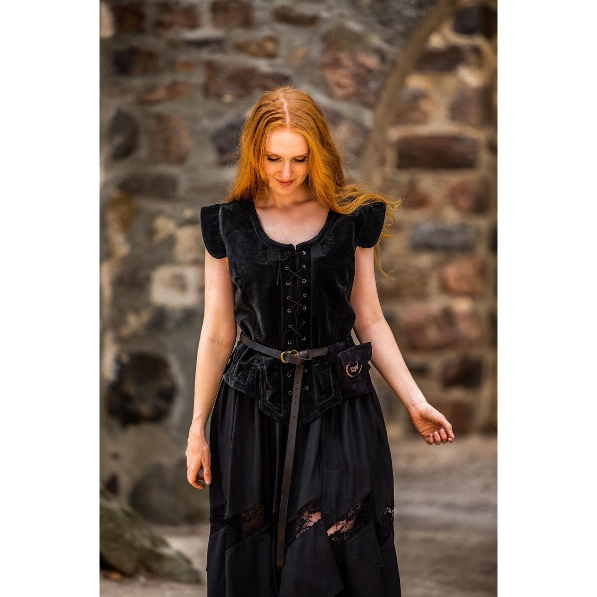 Medieval Velvet Bodice Vest Adrienne black