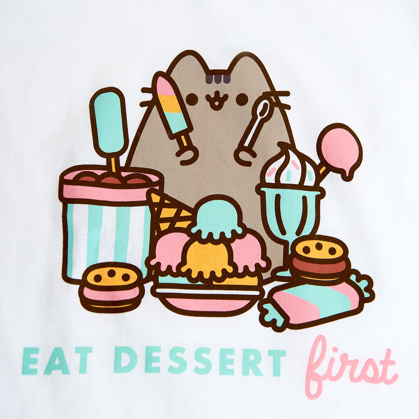 Pusheen - Eat Dessert First Dames T-shirt wit