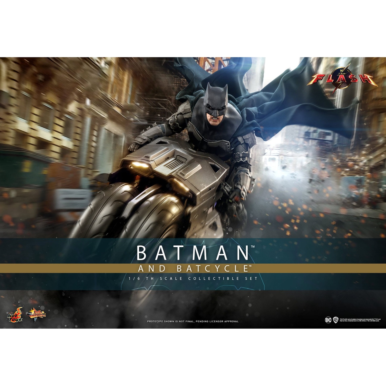The Flash Movie Masterpiece figura de acción con vehículo 1/6 Batman & Batcycle set 30 cm
