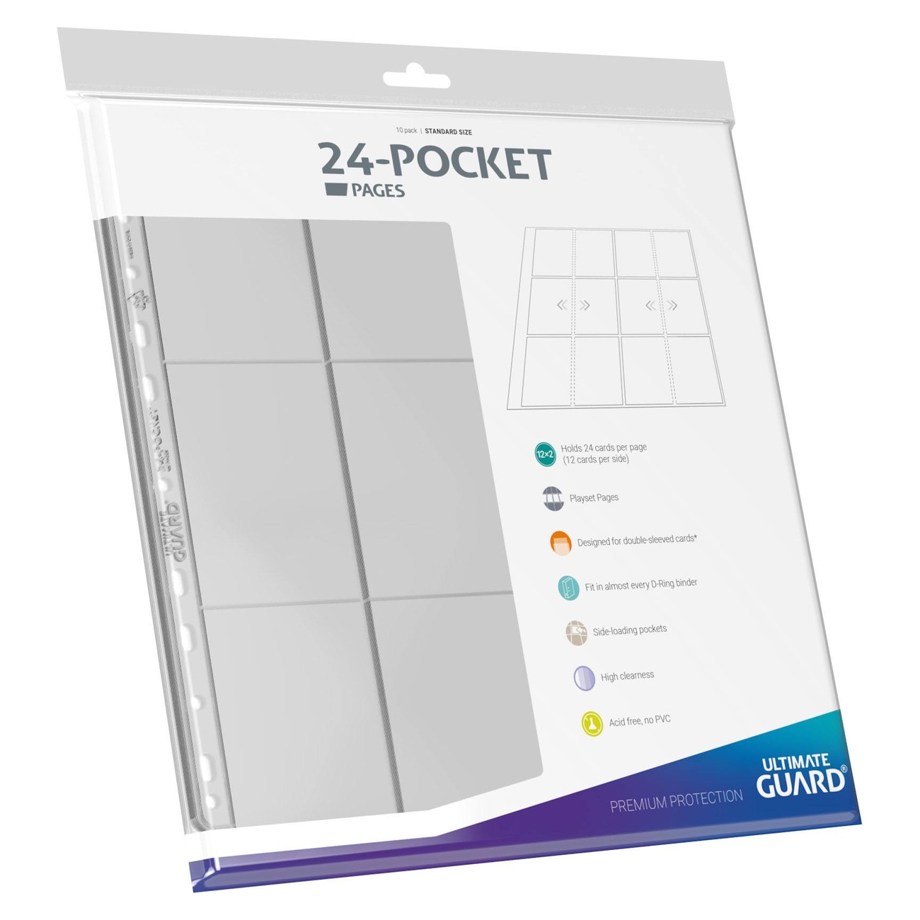 Ultimate Guard 24-Pocket QuadRow Pages Side-Loading (10) - Transparent